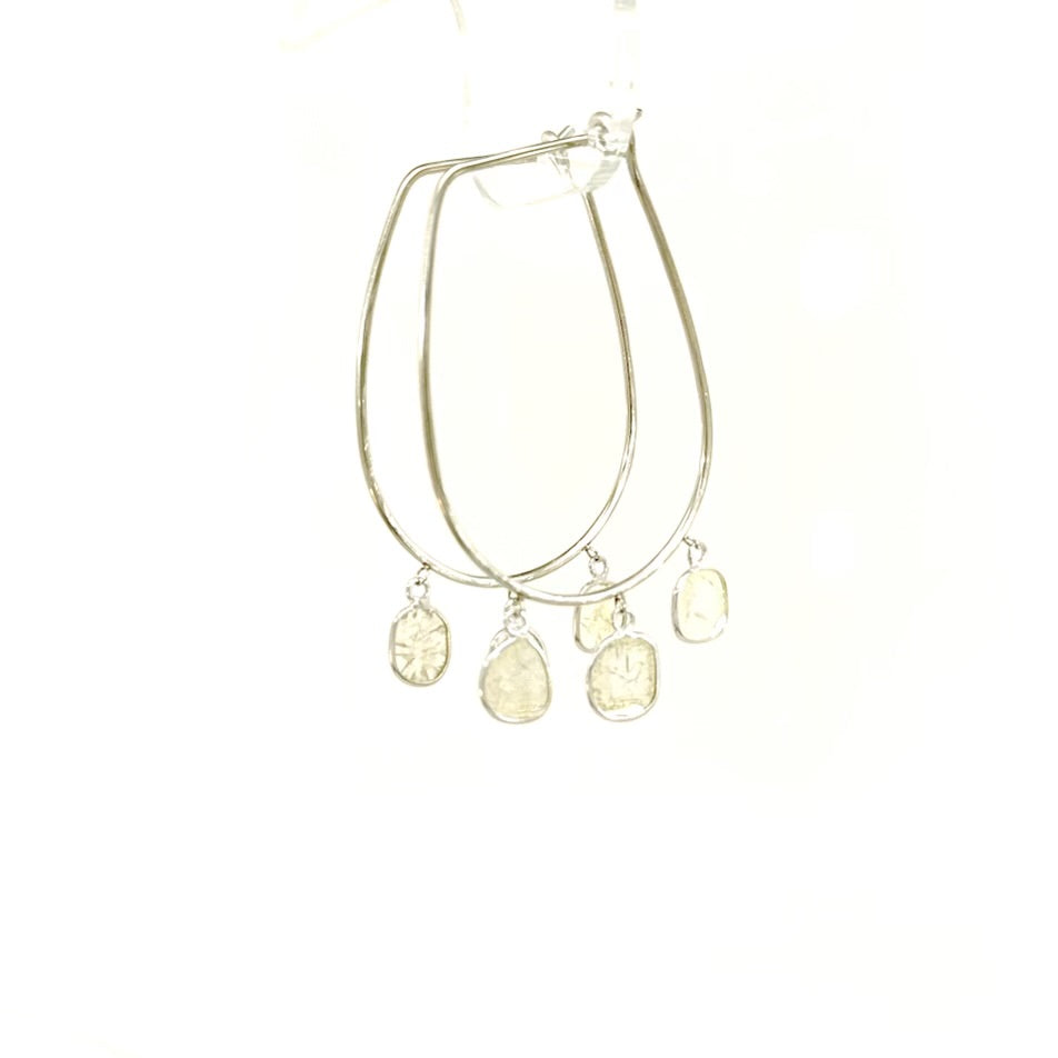 Slice Moissanite Dangle Hoops Earrings