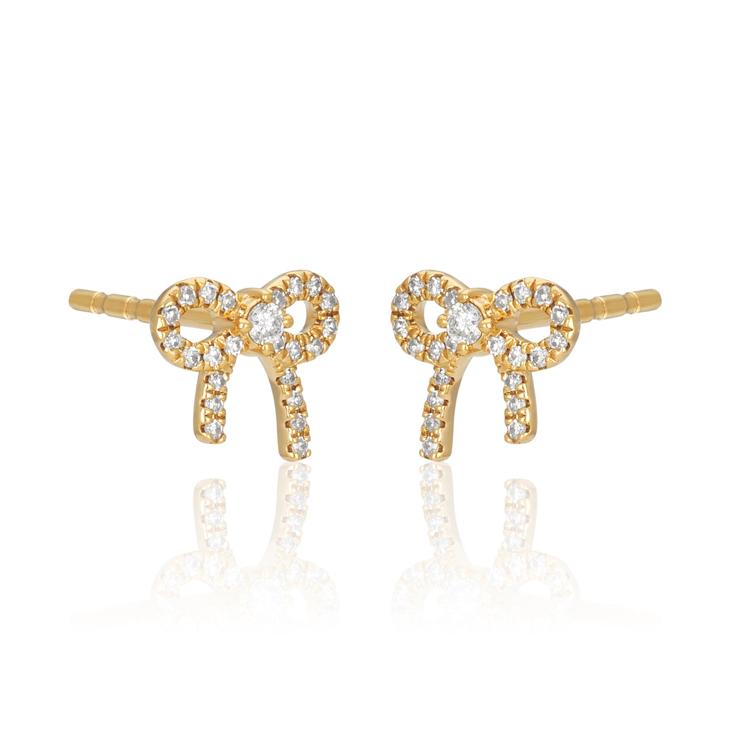 Pave Diamond Ribbon Studs 14k