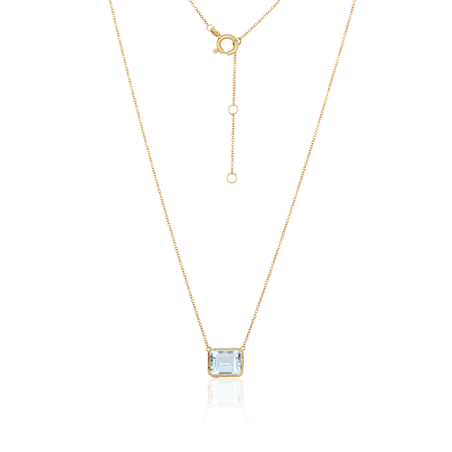 Meryl Emerald Cut Aquamarine Necklace