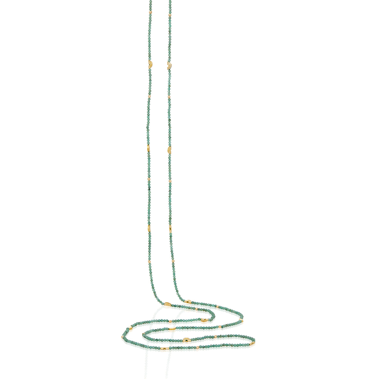 Half Moon Long Strand Necklace - Emerald or Turquoise