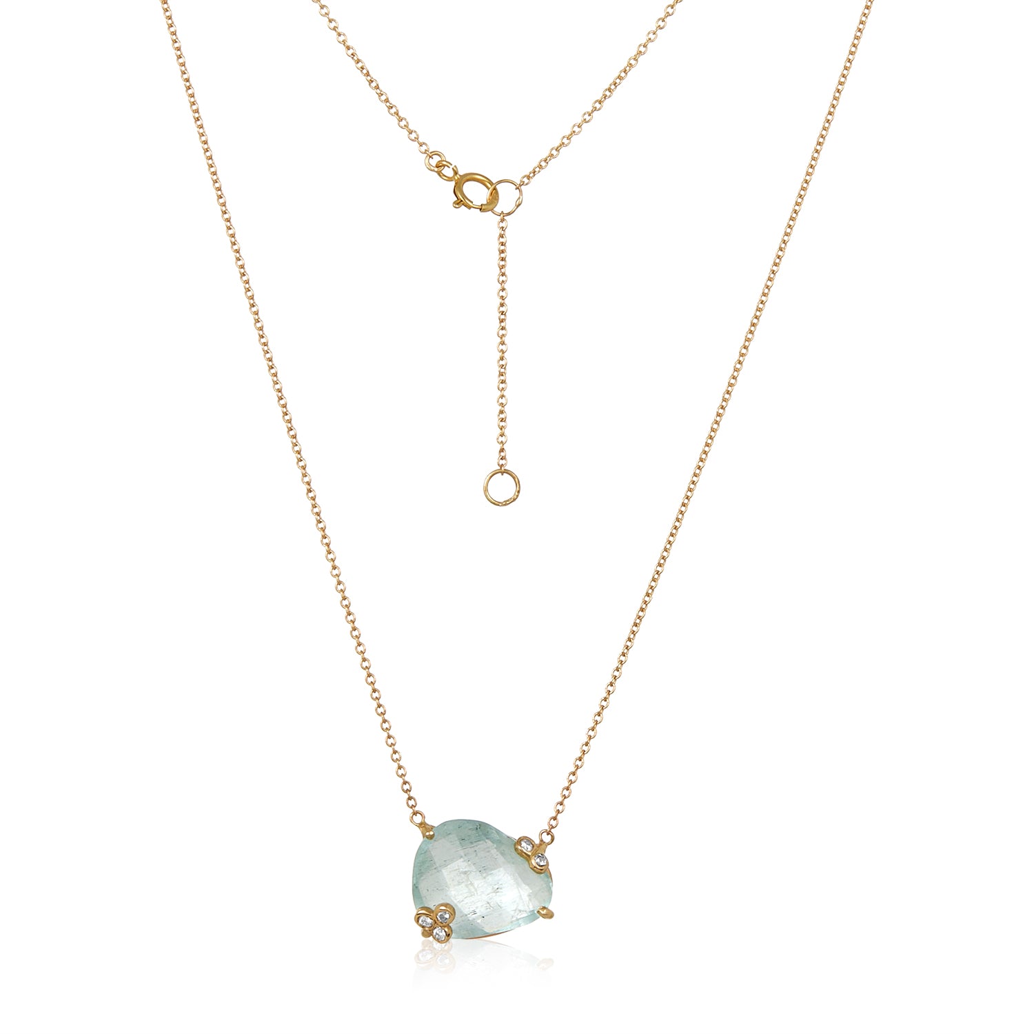 Aqua Diamond Pendant necklace 14k