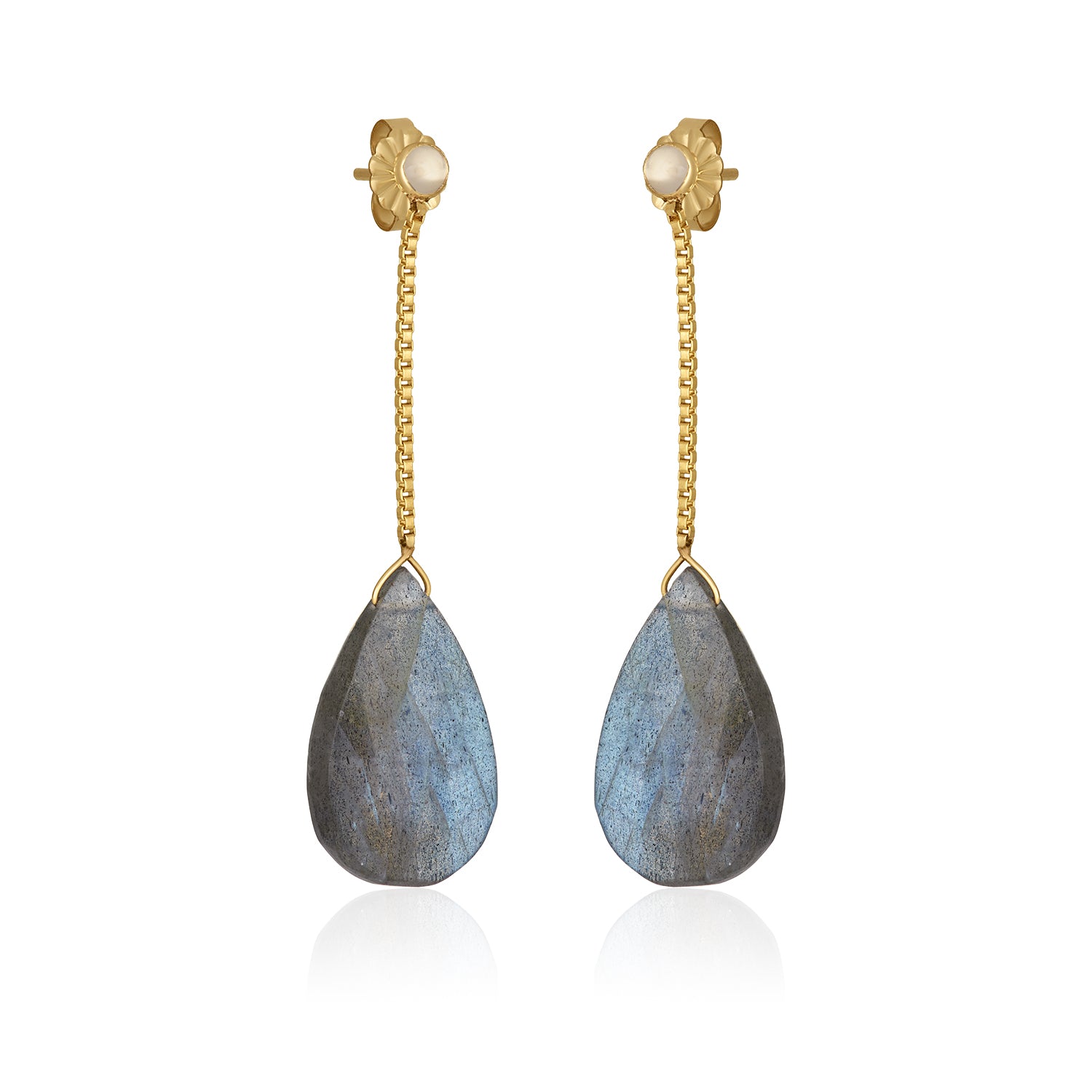 Isa Teardrop Gem Dangle Stud Earrings