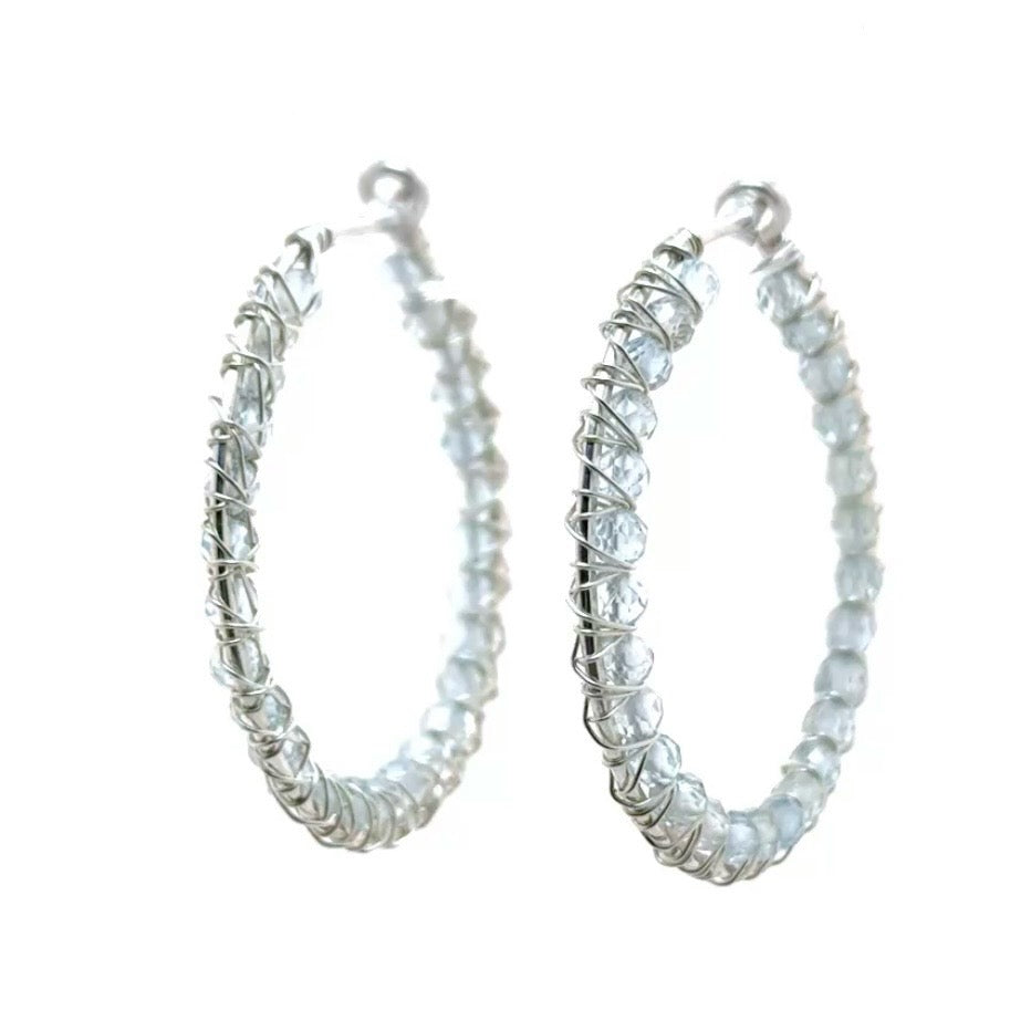 Inner Wrap Gem Hoops Earrings