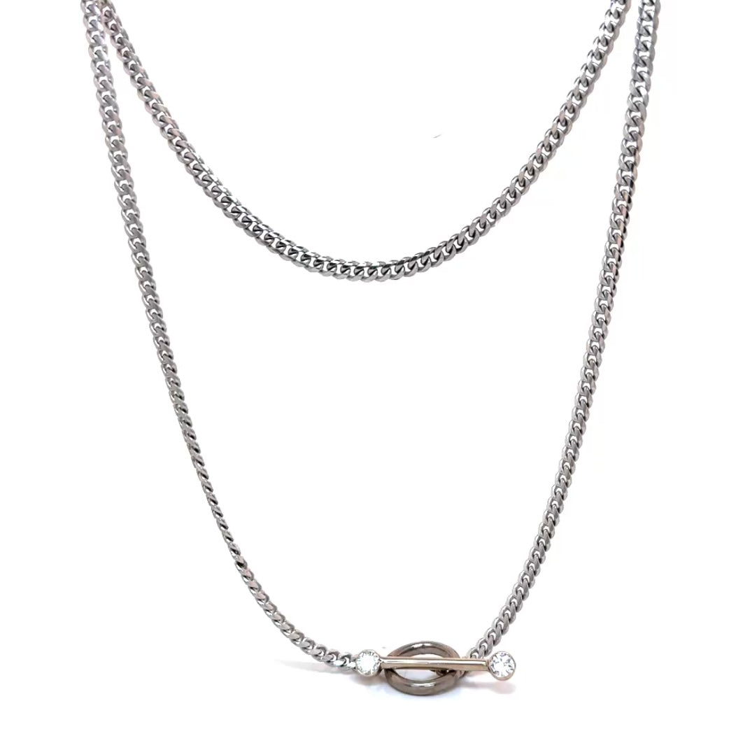White Gold Toggle Necklace In 14k