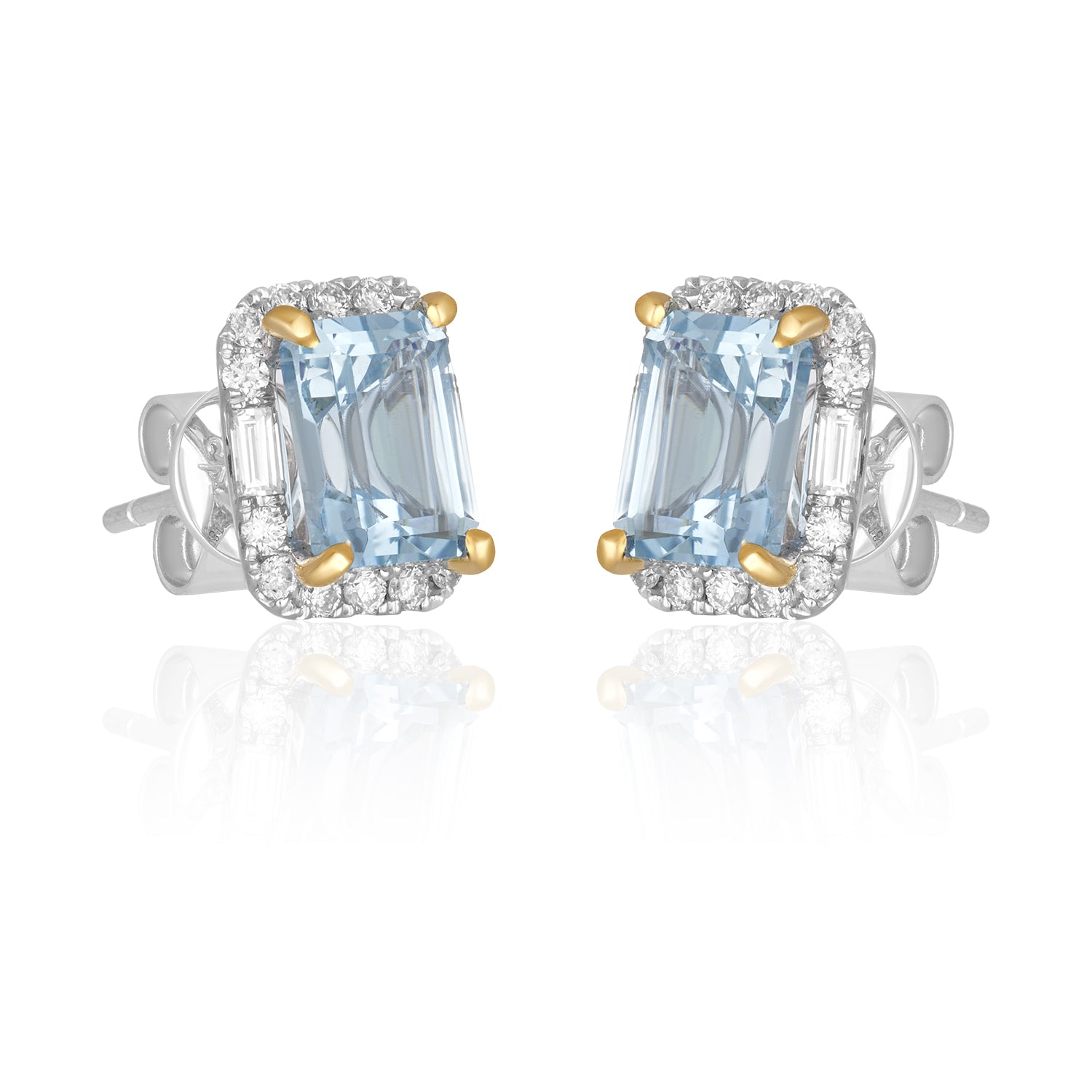 Aquamarine Lab-Grown Diamond Studs In 14K White Gold