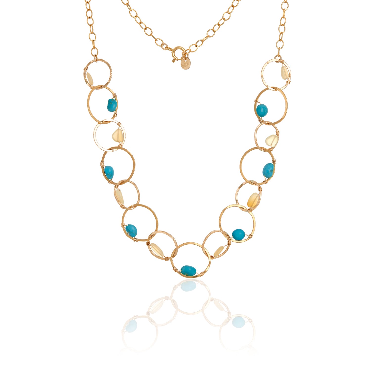 Opal Turquoise Interlink Circle Necklace