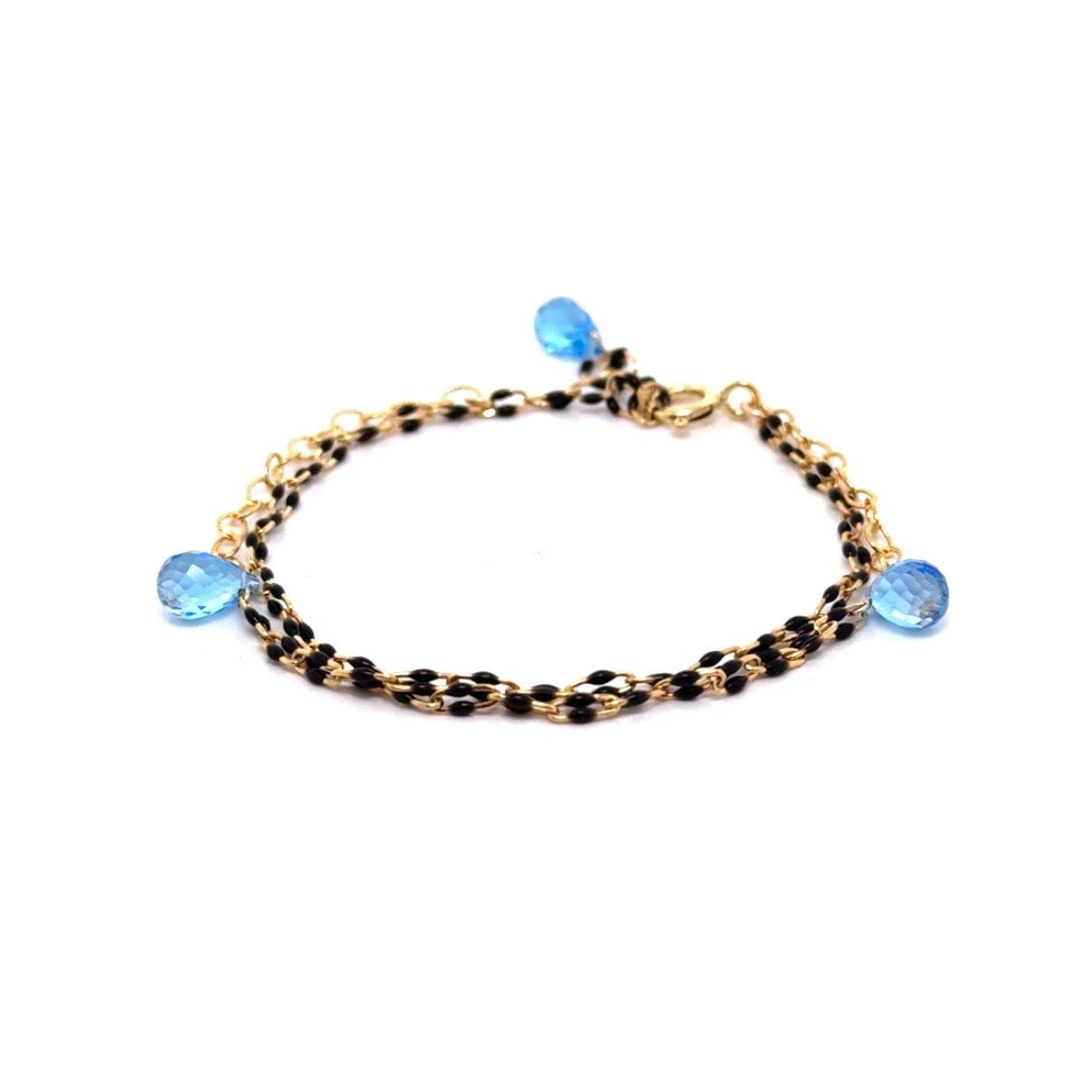 Double Braided Link Topaz Dangle Bracelet