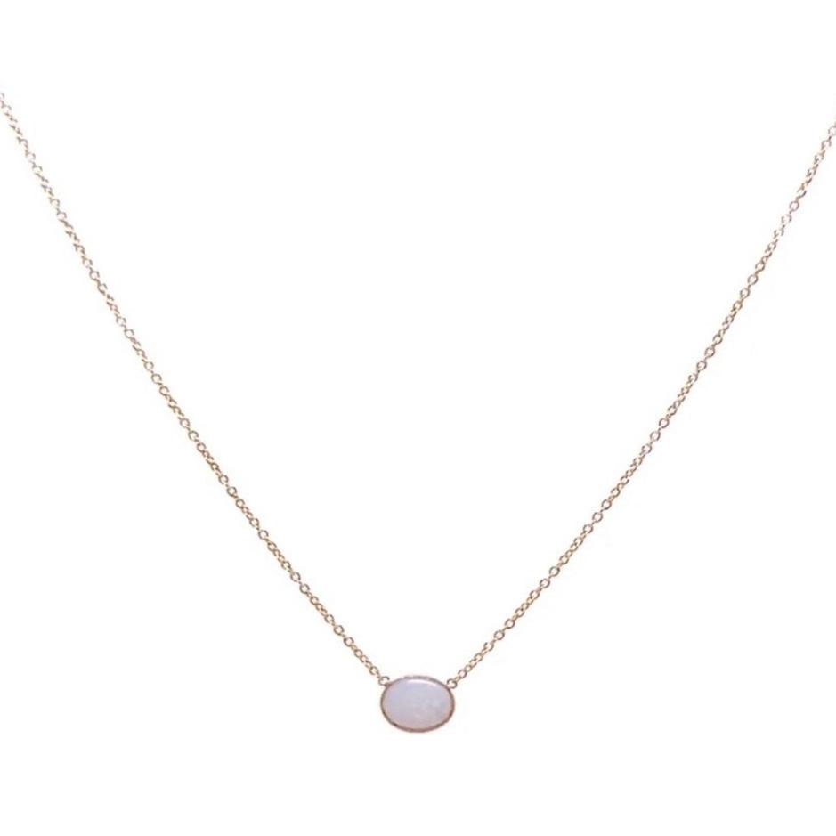 Oval Opal Pendant Necklace