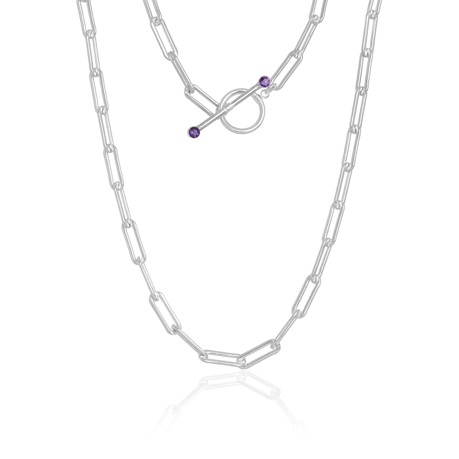 Sterling Sliver Paperclip Toggle Necklace