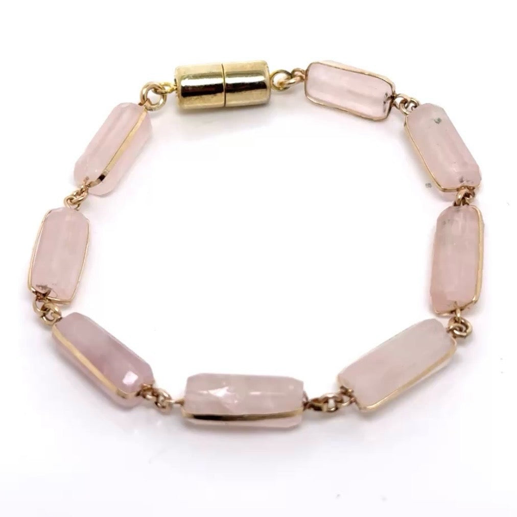Emma Rose Quartz Cylinder Bracelet