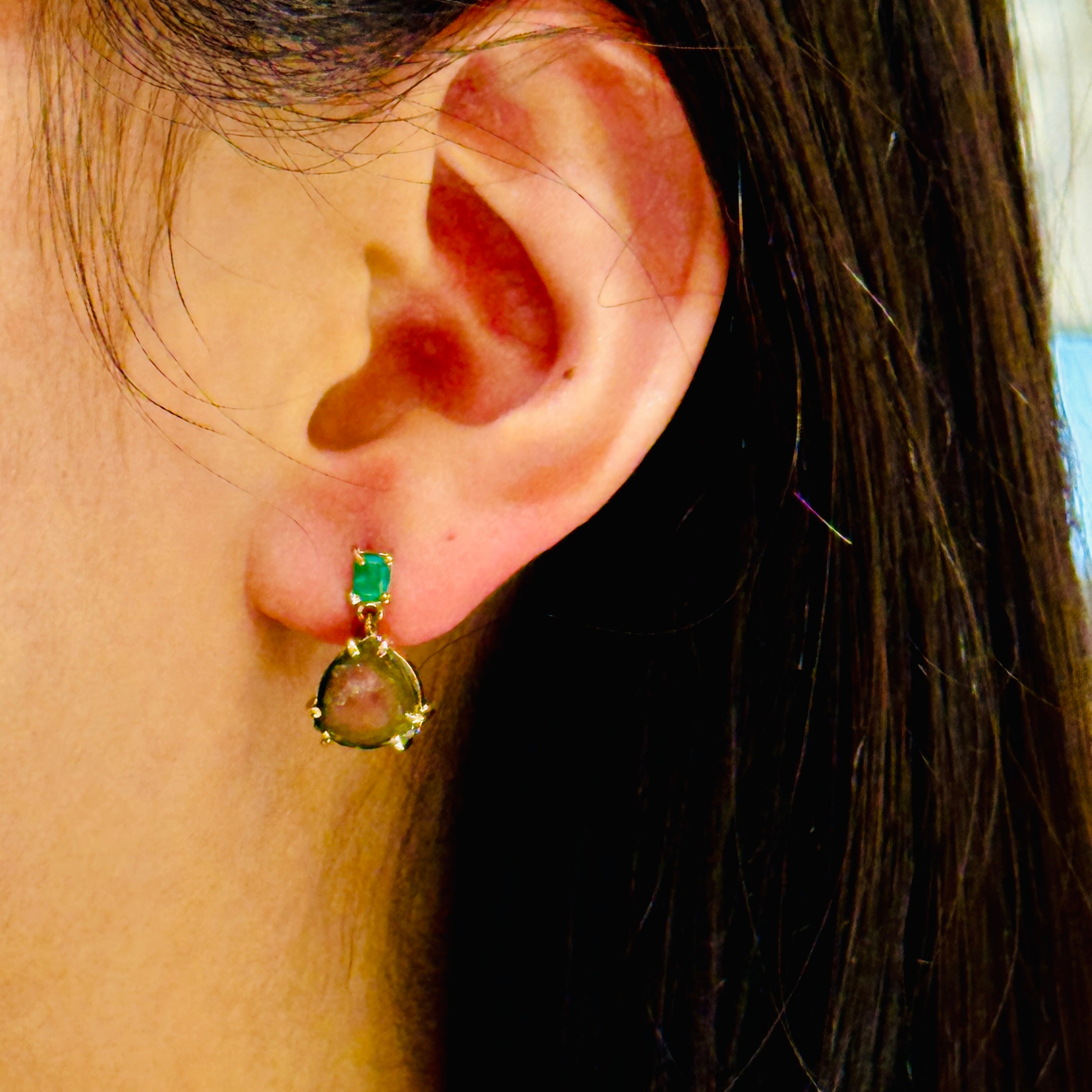 Emerald Water Lily Earrings