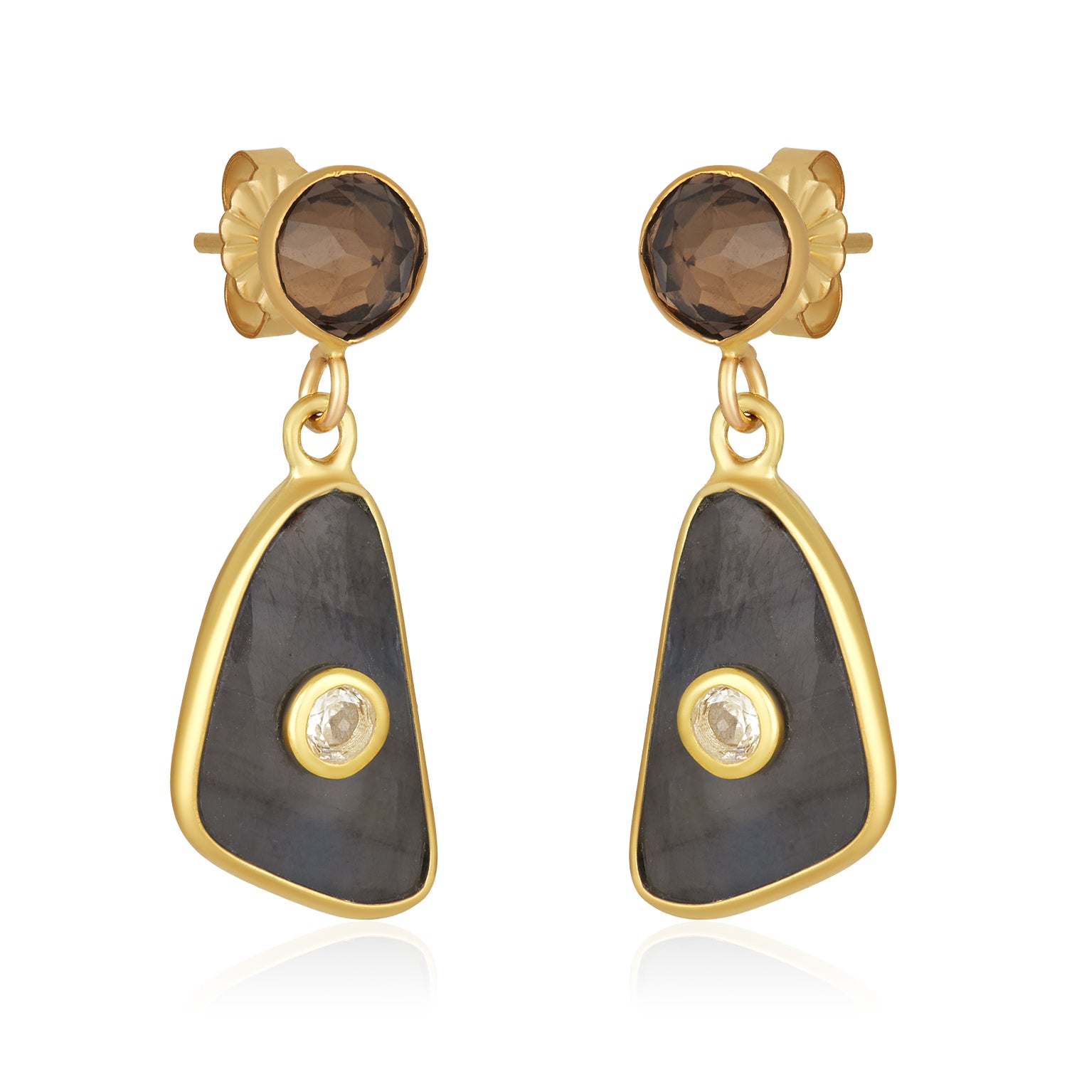 Magic Portal Sparkly Smoky Quartz Post Earrings