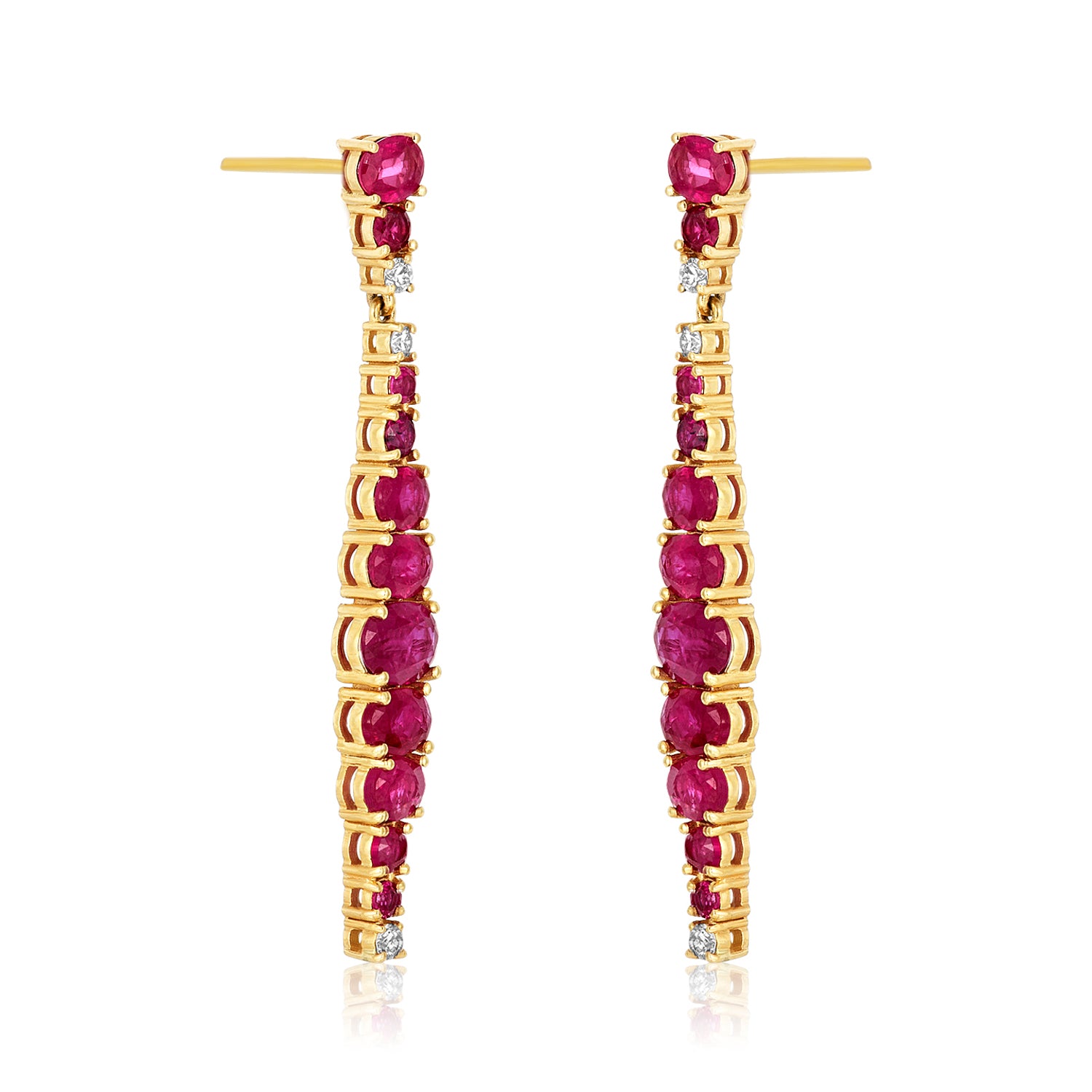 Art Deco Ruby Drop Earrings in 14k