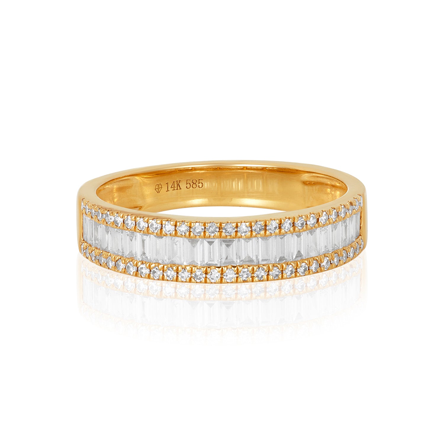 Lab Grown Baguette Diamond Half Way 14k Gold Ring