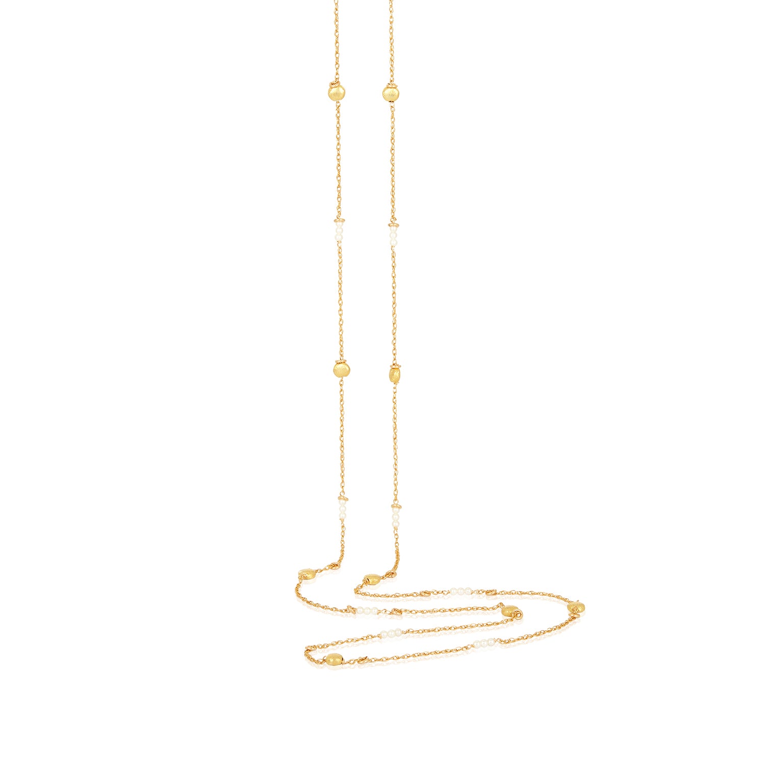 Half Moon Eclipse Long Necklace All Gold- Pearl