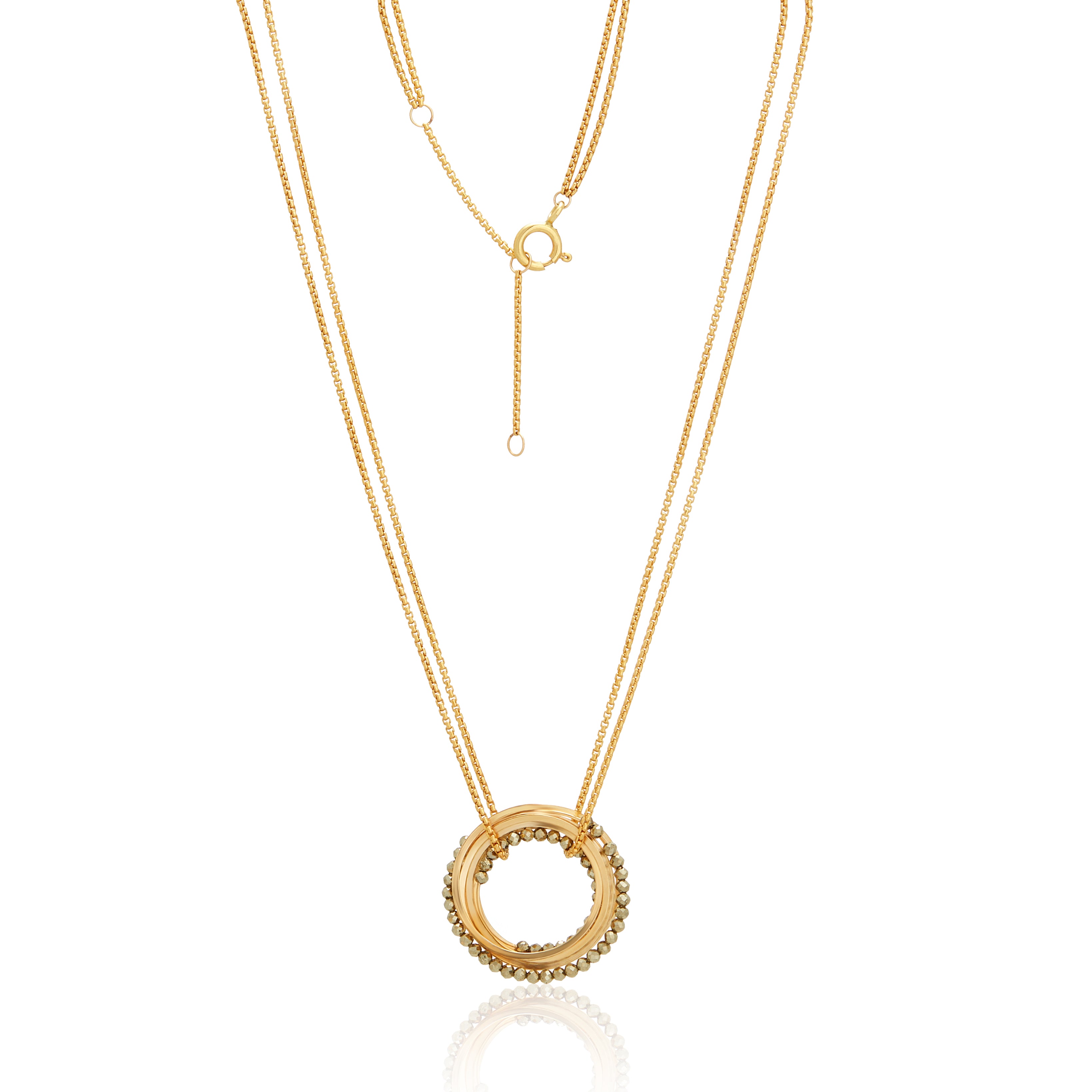Mia Multi Hoops Pendant Necklace - Pyrite