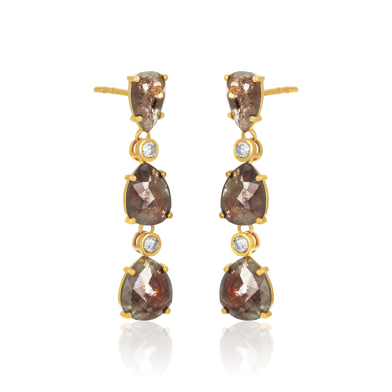 Trio Brown Diamond Earrings 14K
