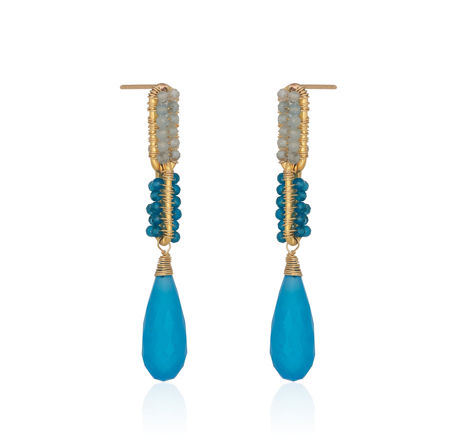 Polina Apatite Blue Earrings-Long