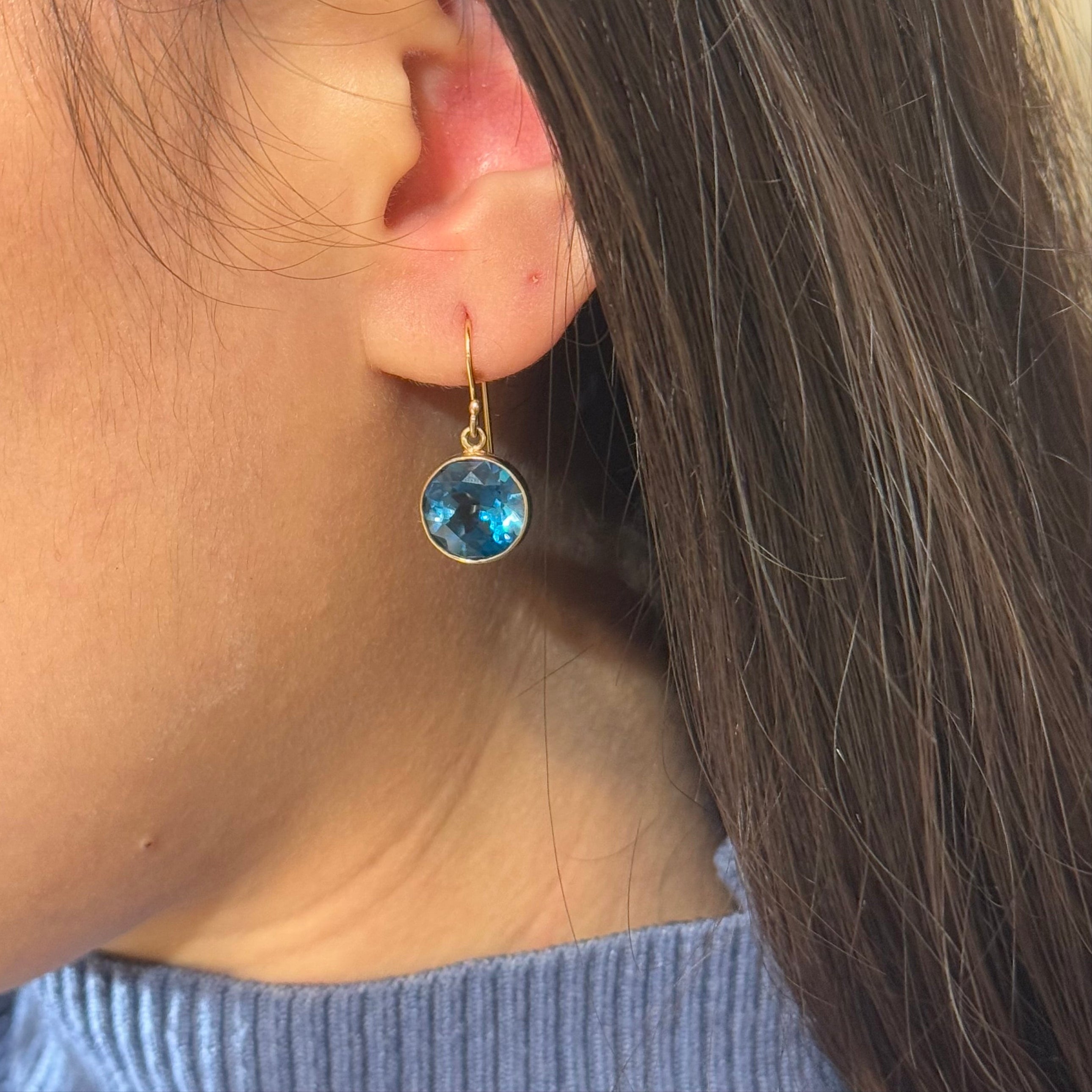 London Blue Topaz Bezel Earrings