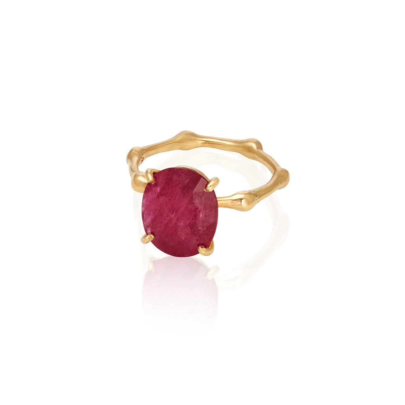 Ruby Bamboo Ring- 14k Gold