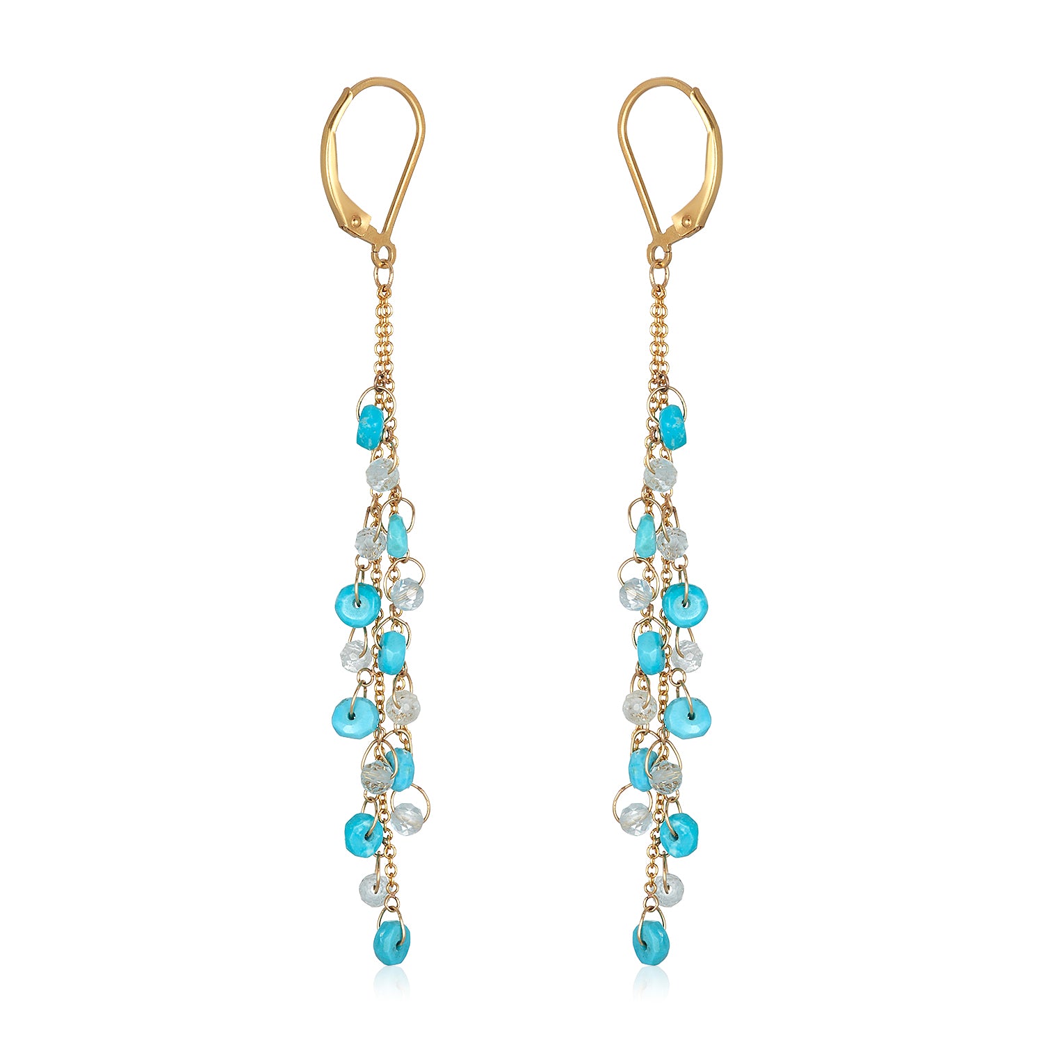 Love in Blue Or Green Waterfall Drop Earrings