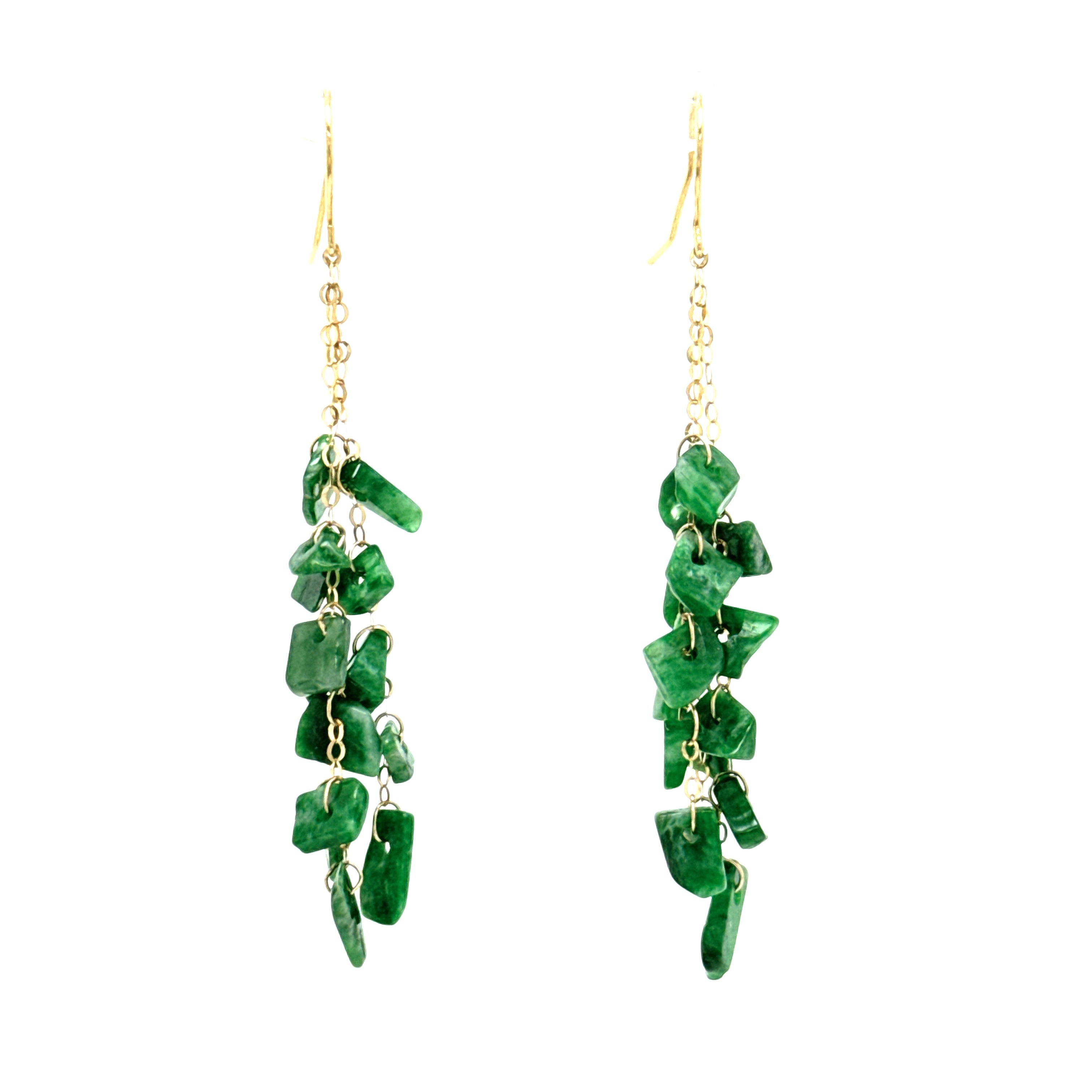 Geometric Jade Waterfall Earrings 14k
