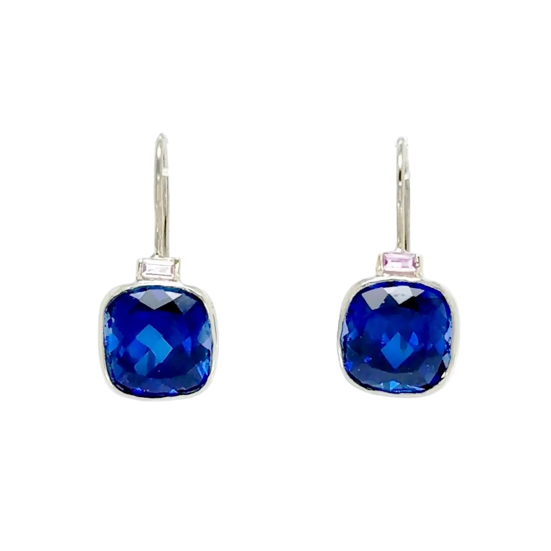 Lab-Grown Blue Sapphire Earrings-White Gold