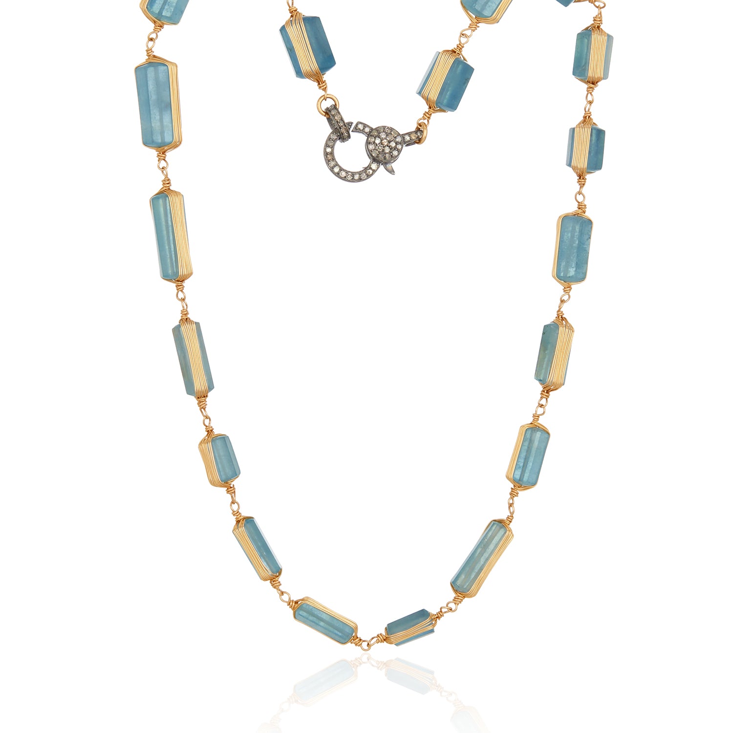 Emma Aquamarine Diamond Lock Necklace