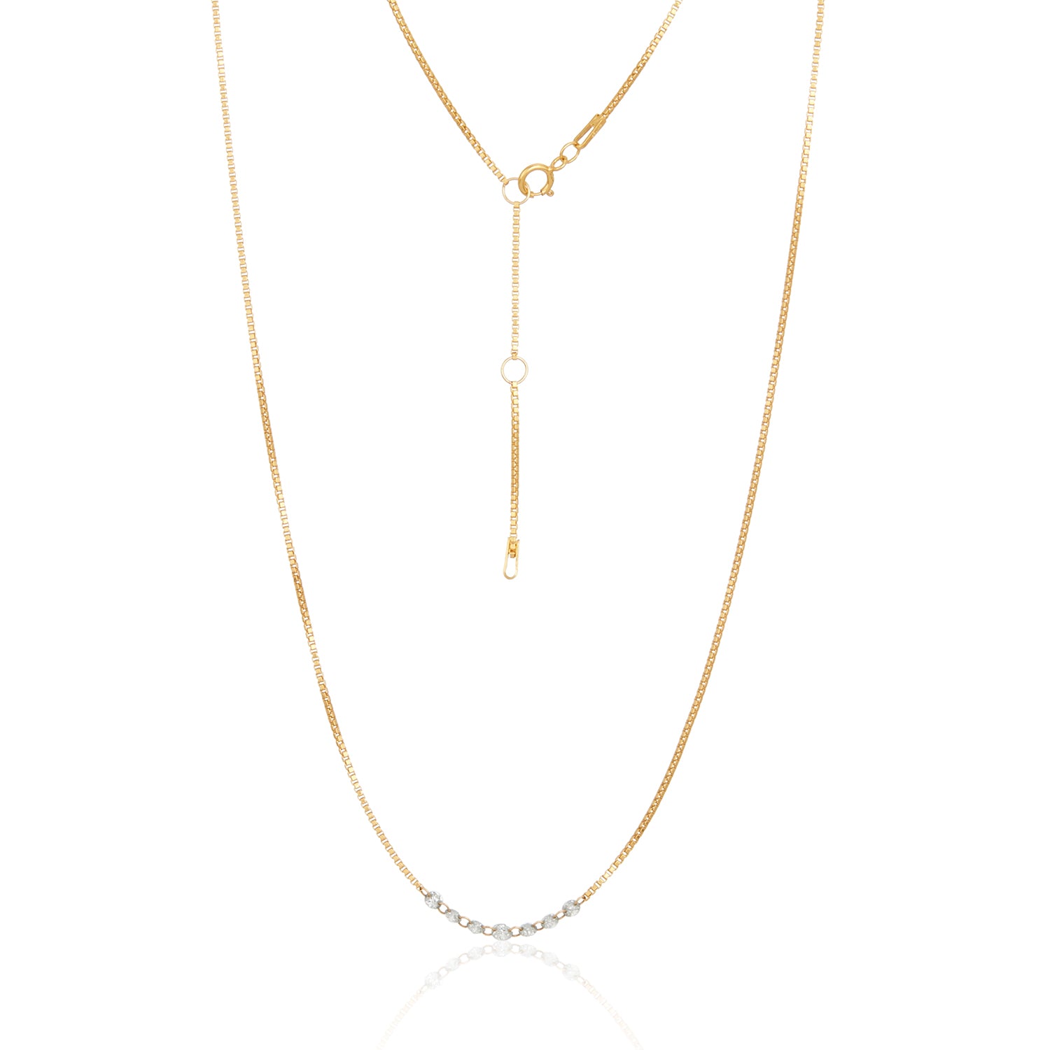 7 Lab-Grown Floating Diamonds Row Box Chain Necklace