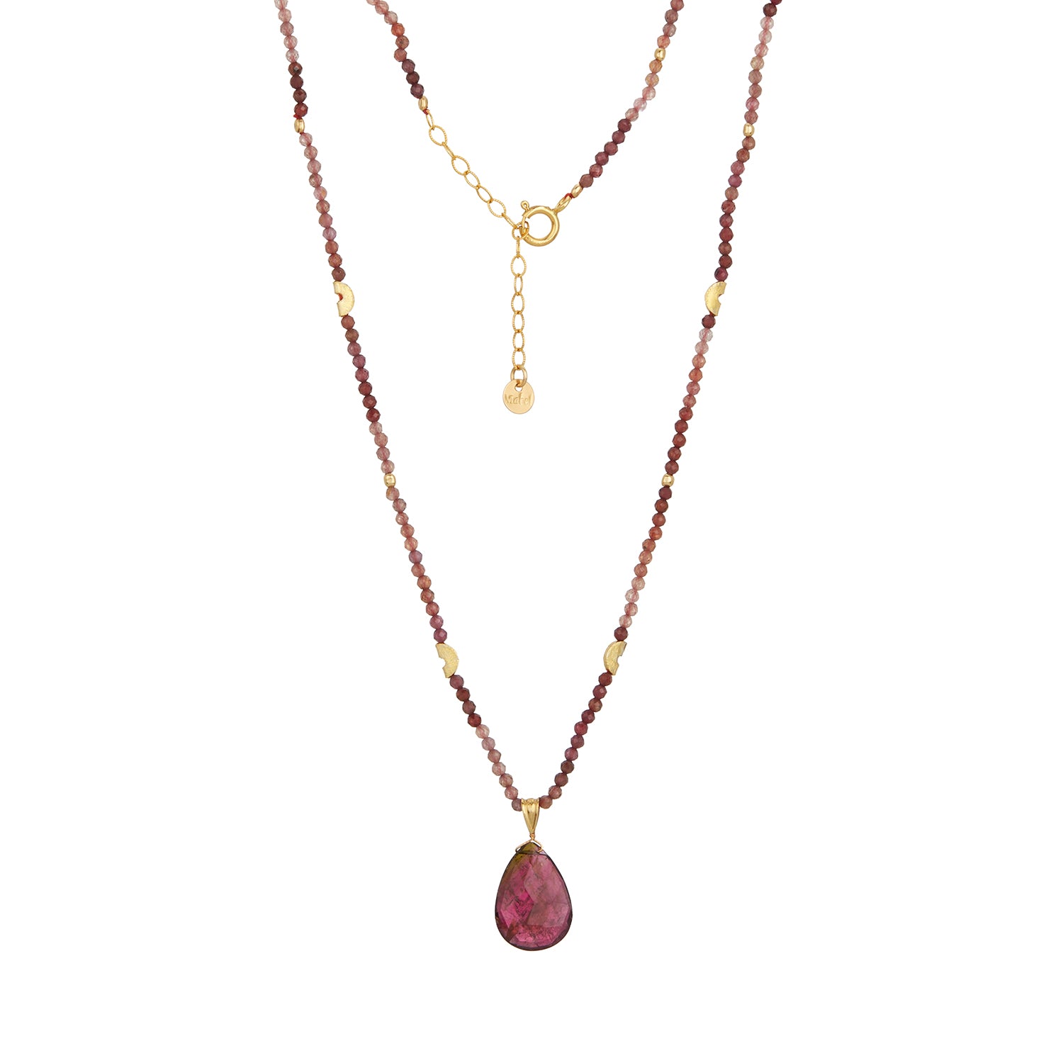 Half Moon Gem With Teardrop Pendant Necklace