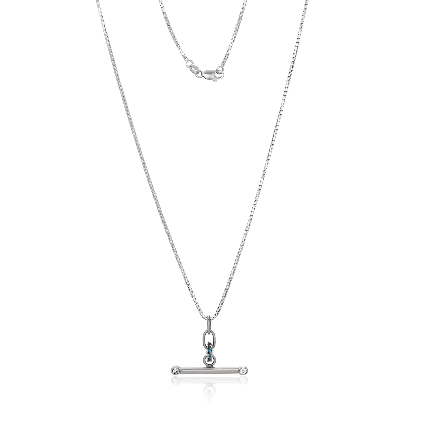 Moissanite Toggle White Gold Necklace 14K