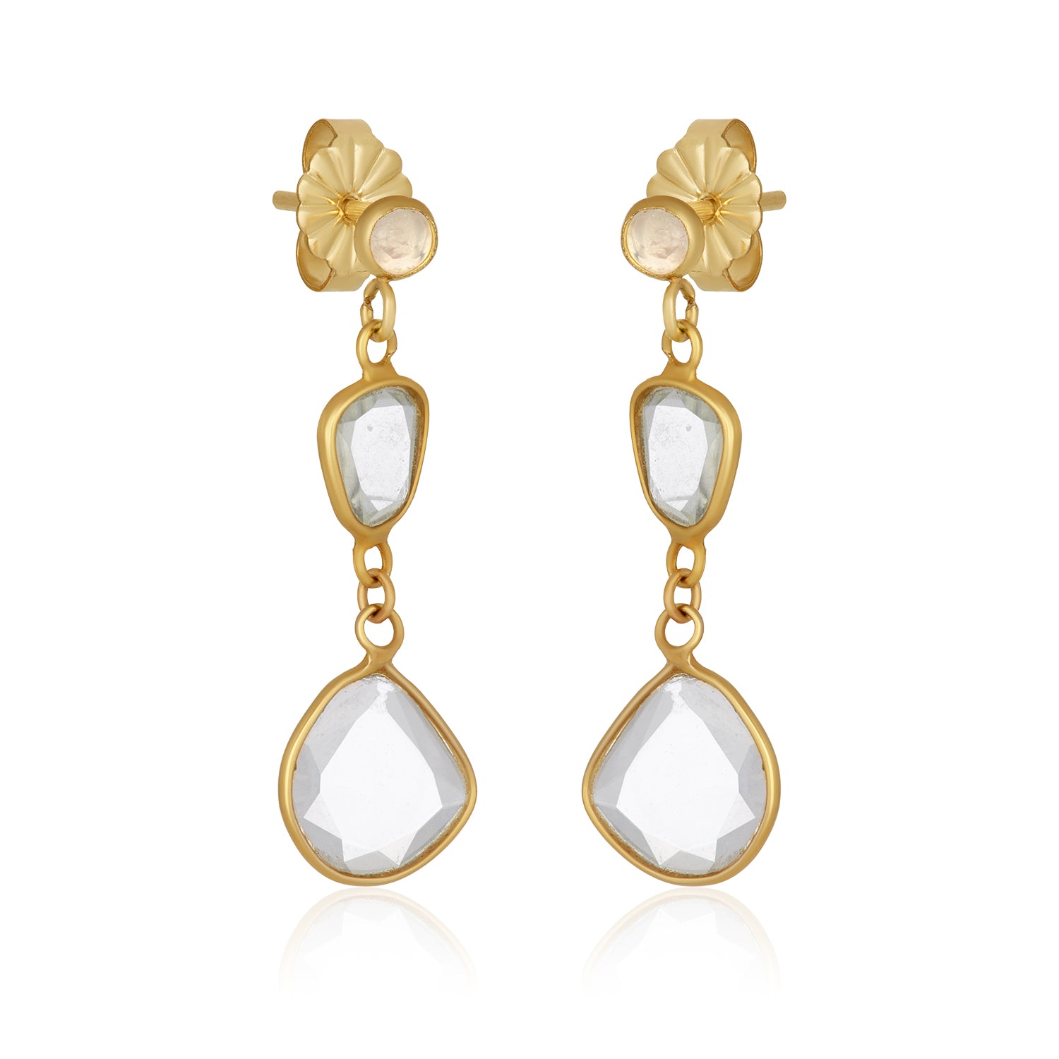 Moissanite Double Drop Studs Earrings