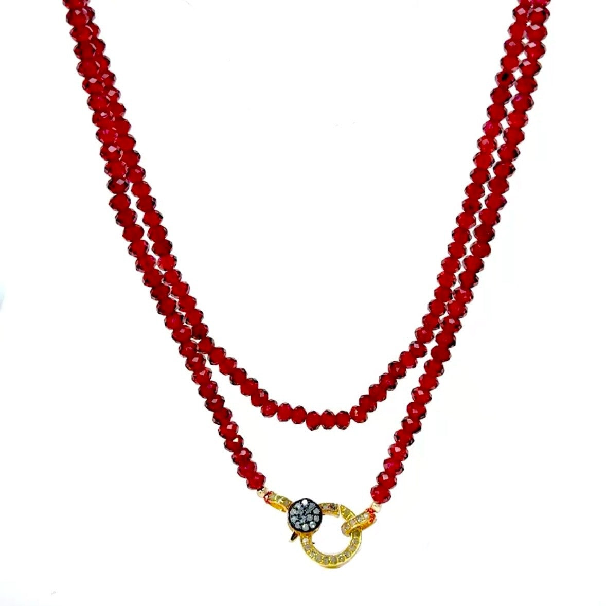 Polly Garnet Pave Diamond Lock Necklace