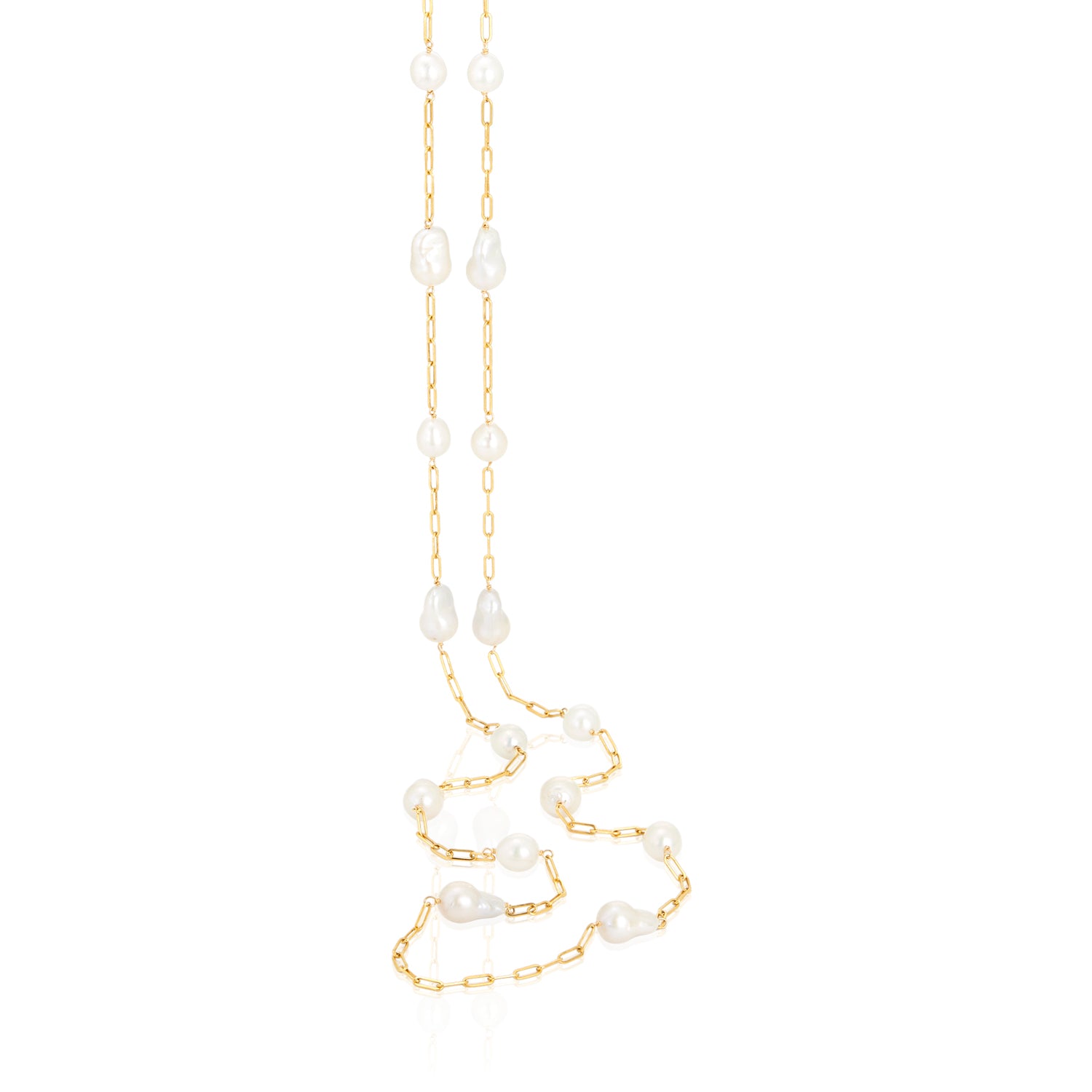 Baroque Pearl paperclip long necklace