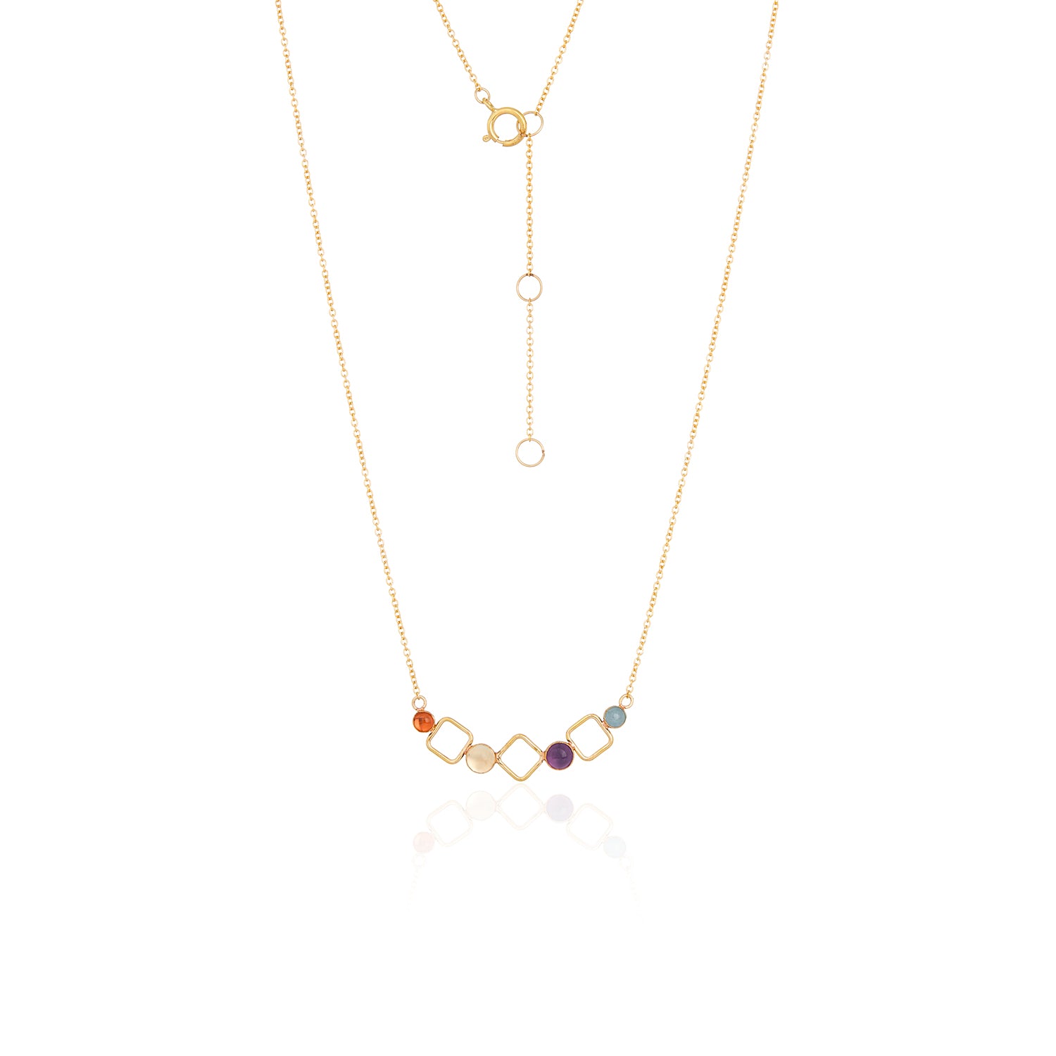 Mixed Gem Geometric Necklace