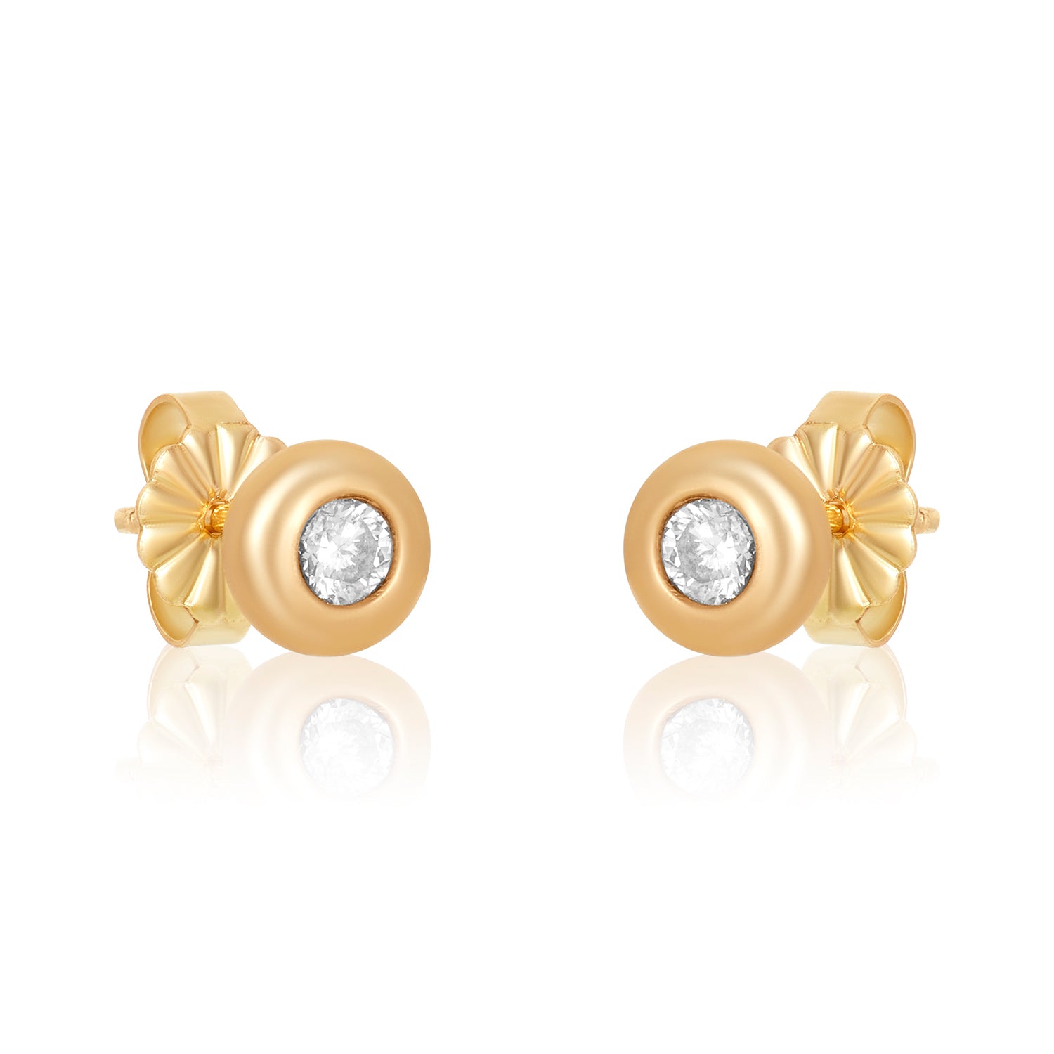 Diamond Dome Studs -14k gold