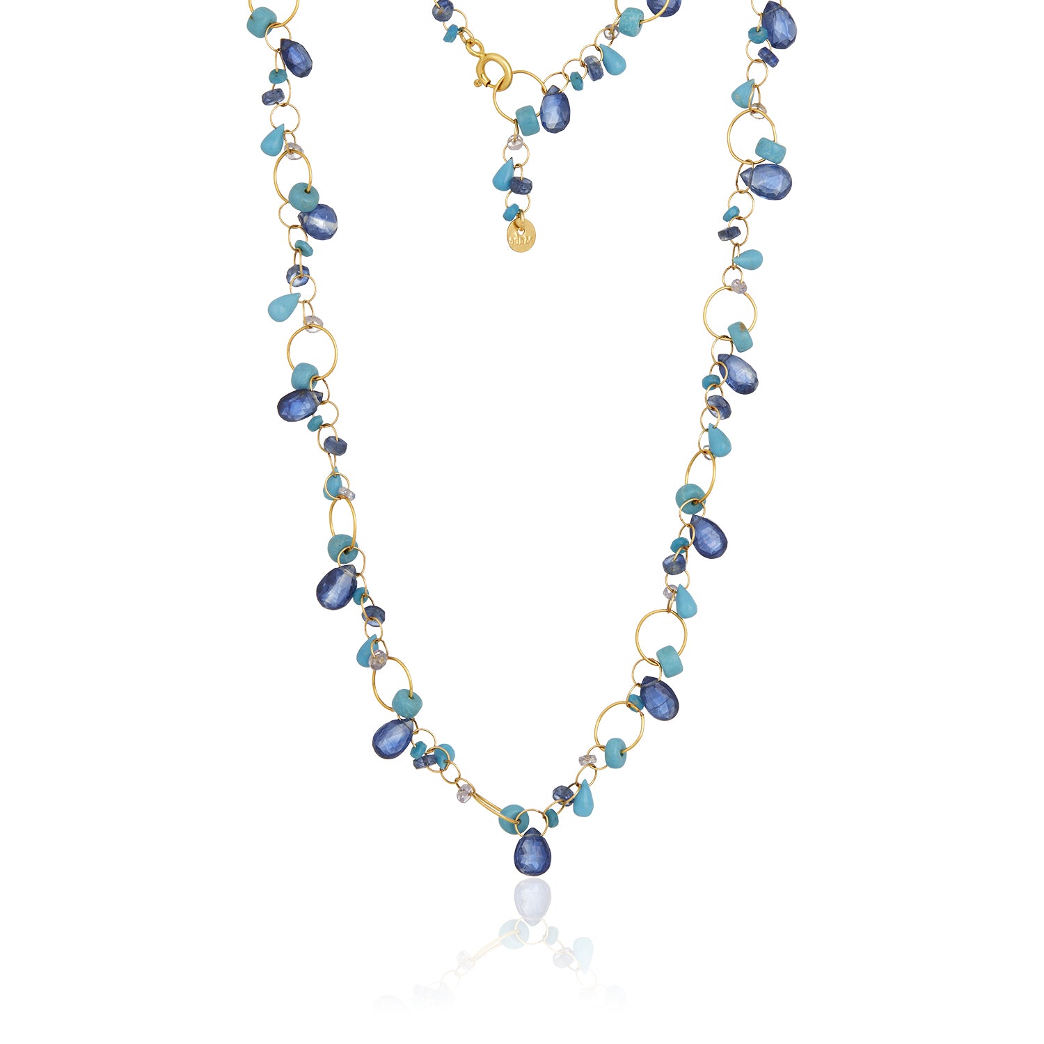 Teardrop Turquoise Amethyst Interlink Necklace