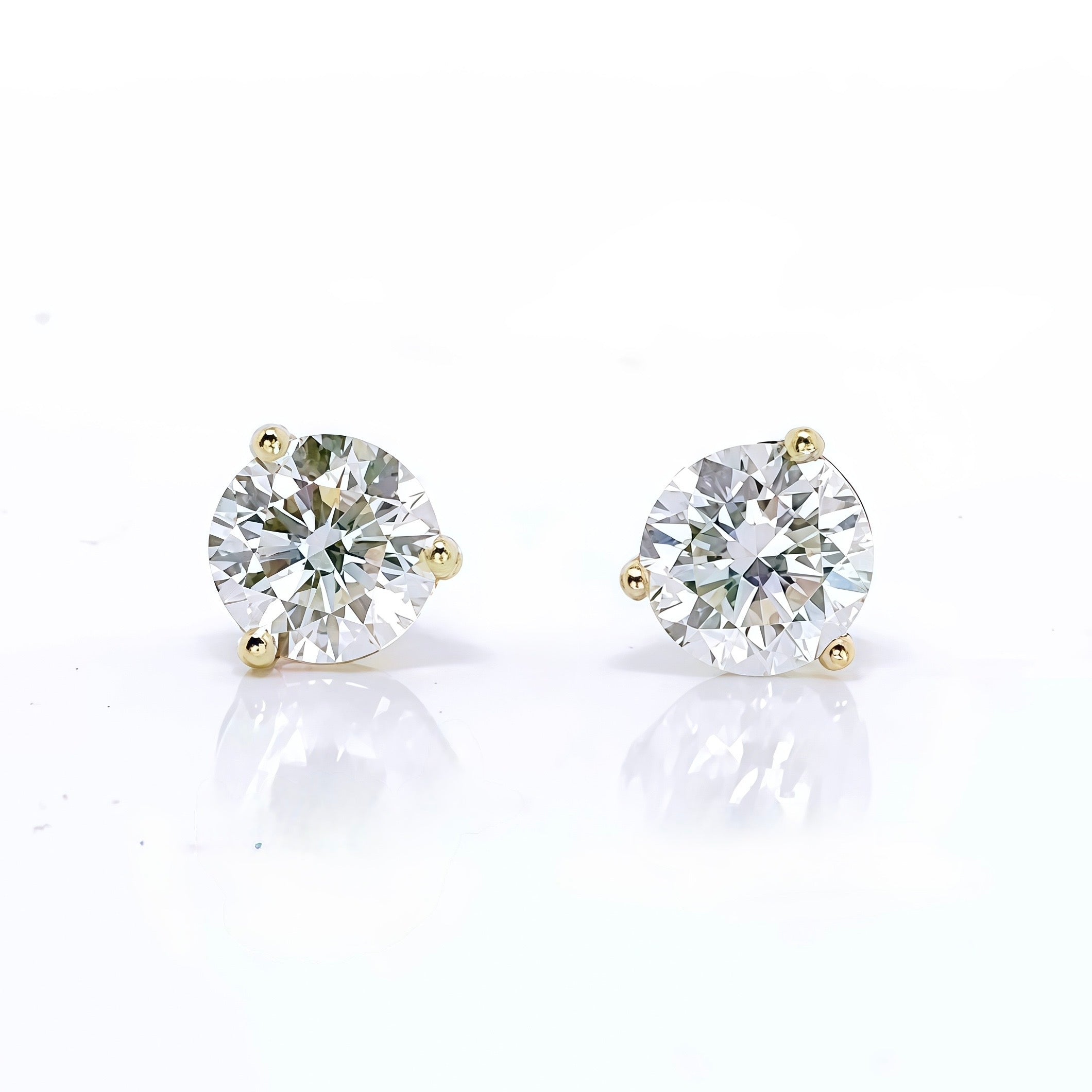 3 Carat Certified Lab-grown Diamond Studs 14K Yellow Gold