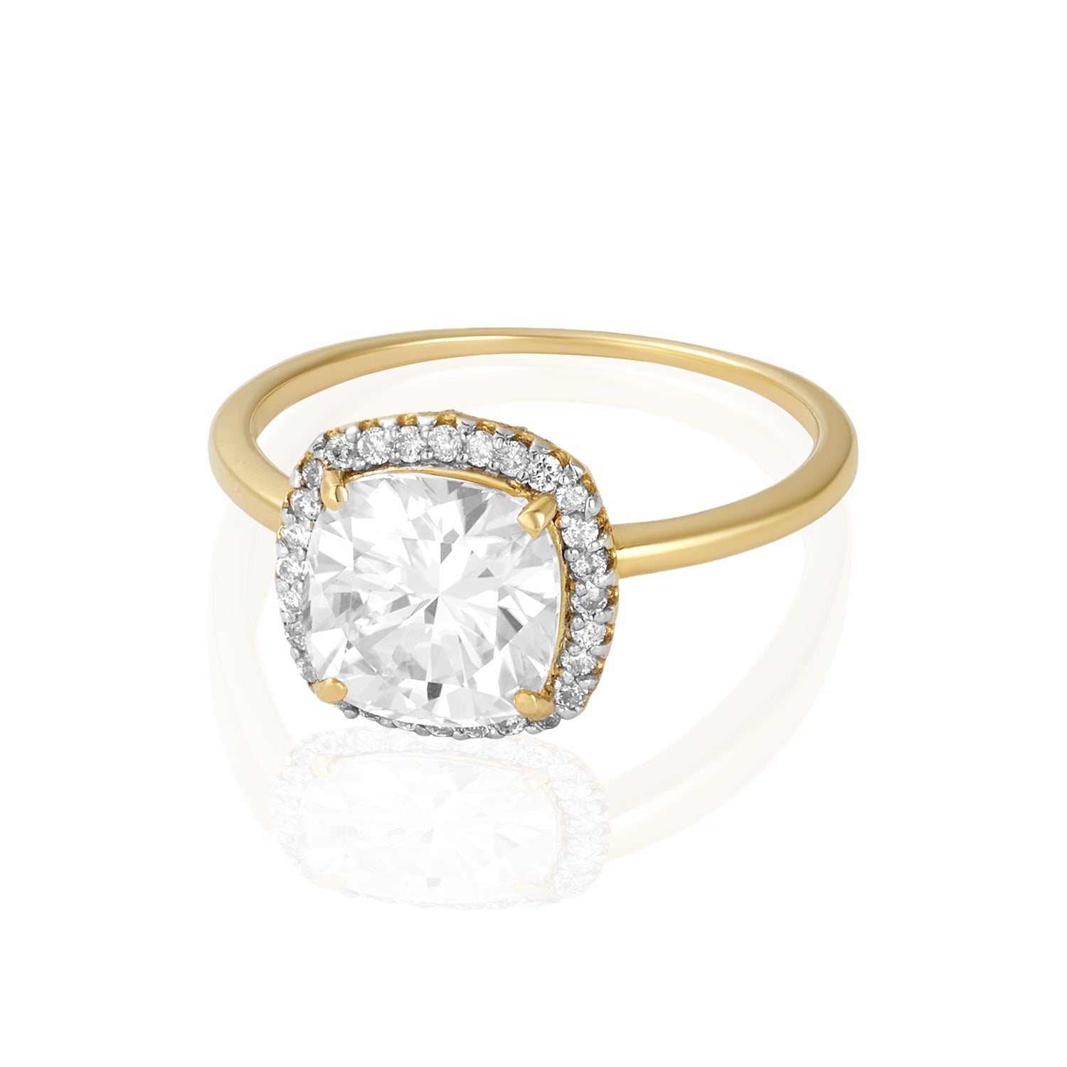 Moissanite Cushion Cut Engagement Ring