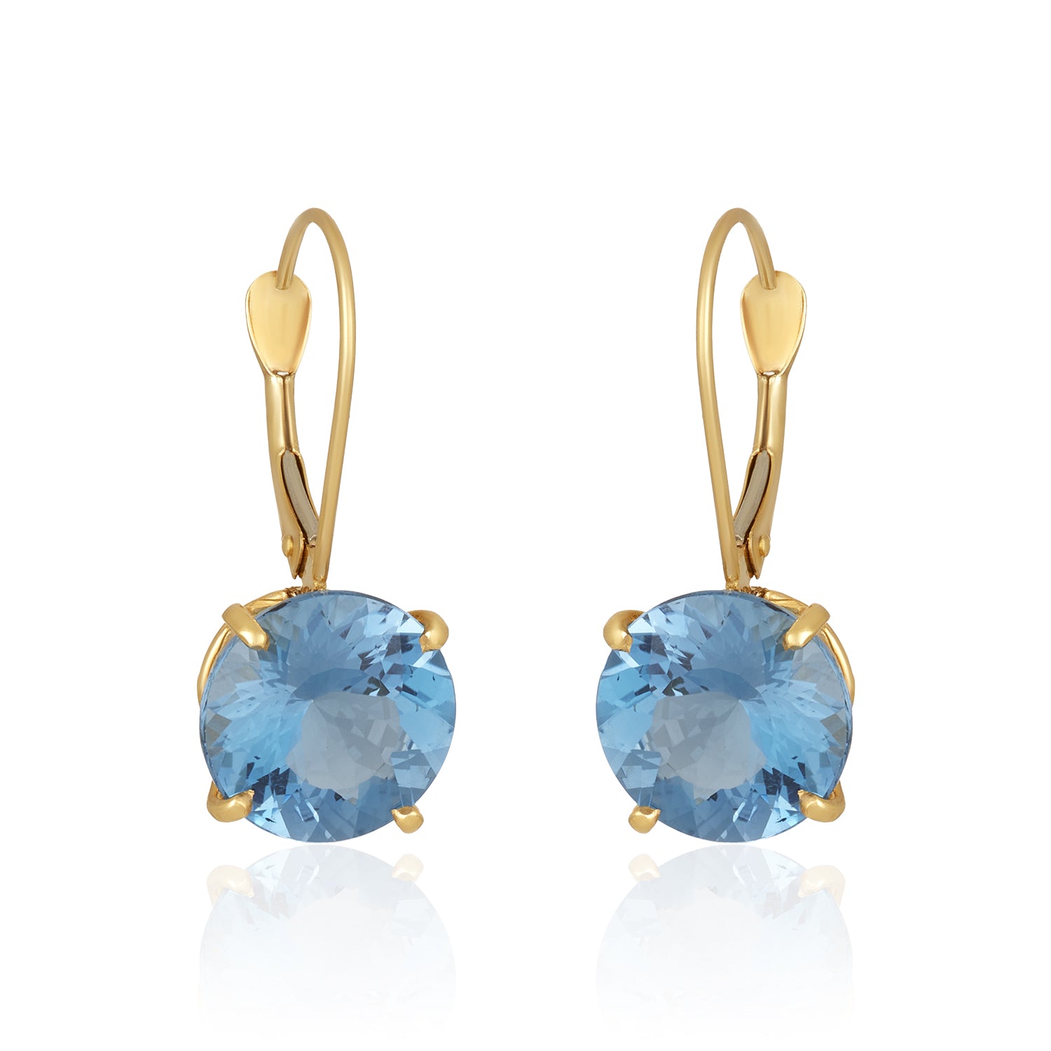 Blue Topaz Lever Back Earrings in 14k