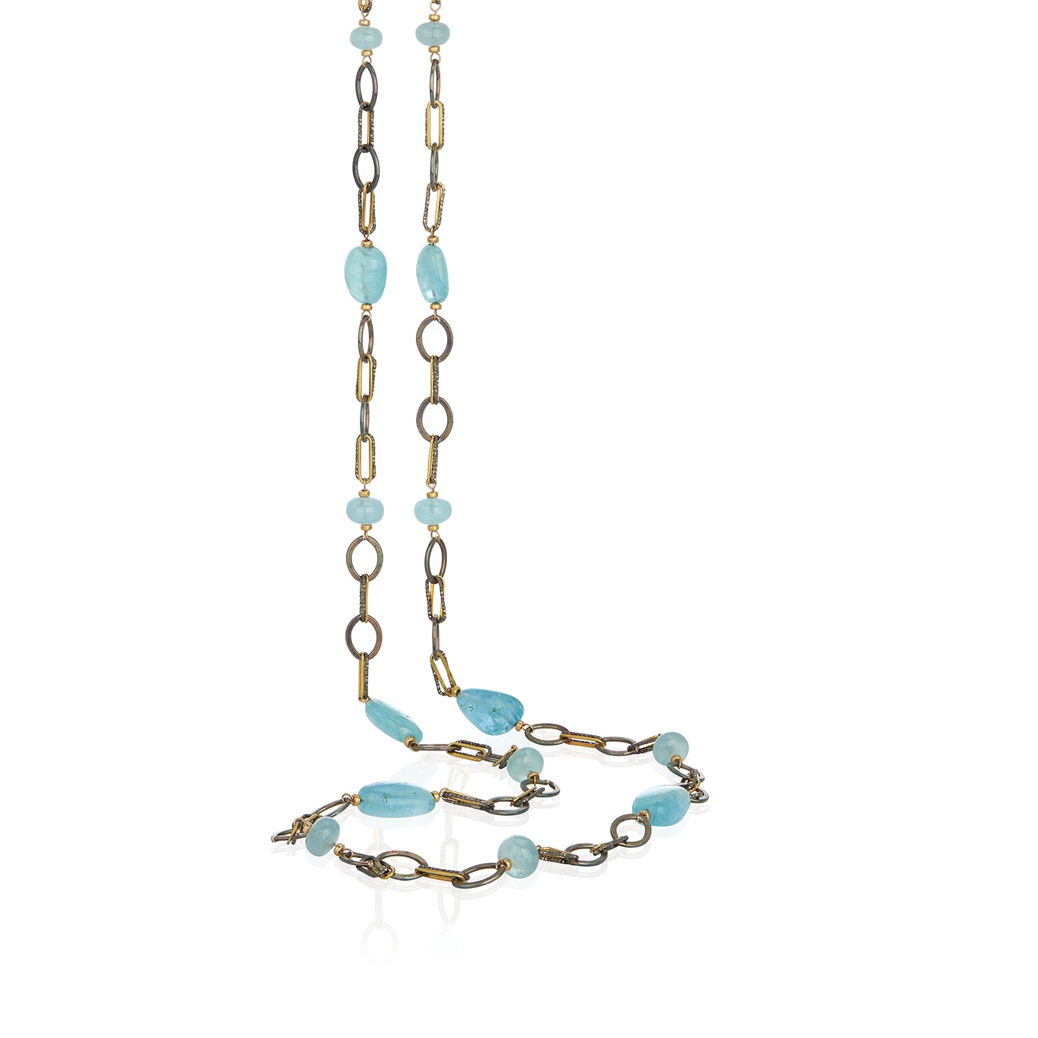 Aquamarine Mixed Metal Necklace
