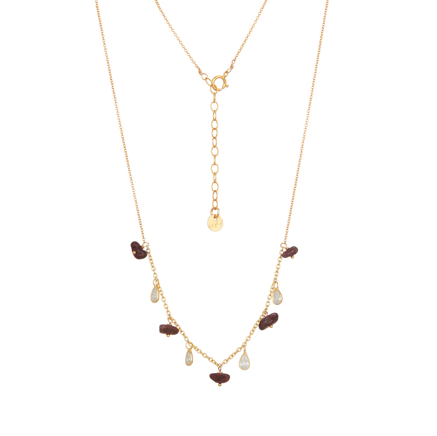 CZ Ruby Dangle Necklace