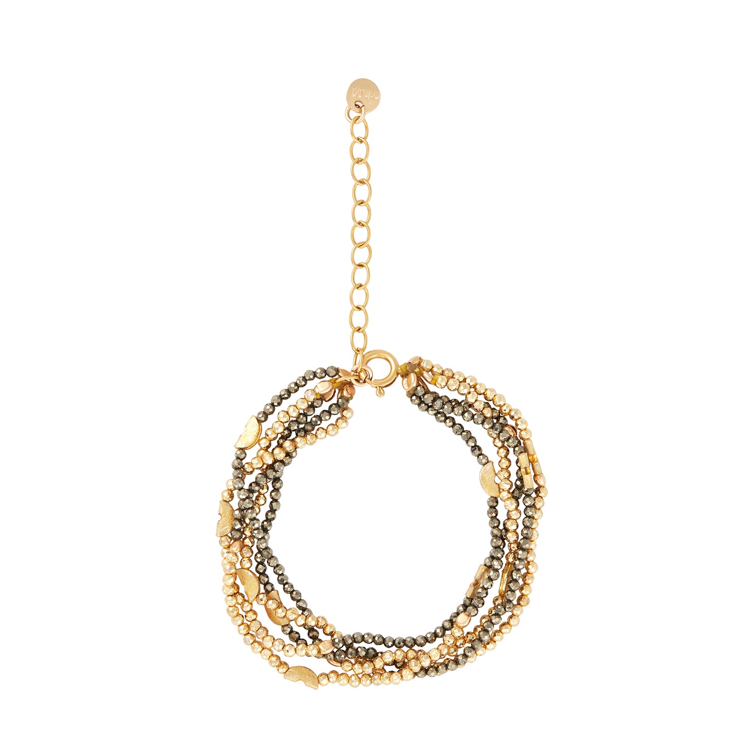 Half Moon Mixed Golden Pyrite Multi-Strand Bracelet