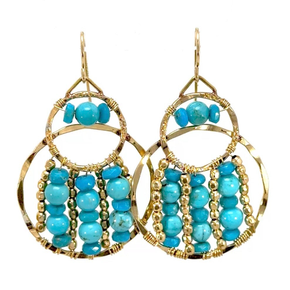 Puffy Beads Double Hoops Earrings