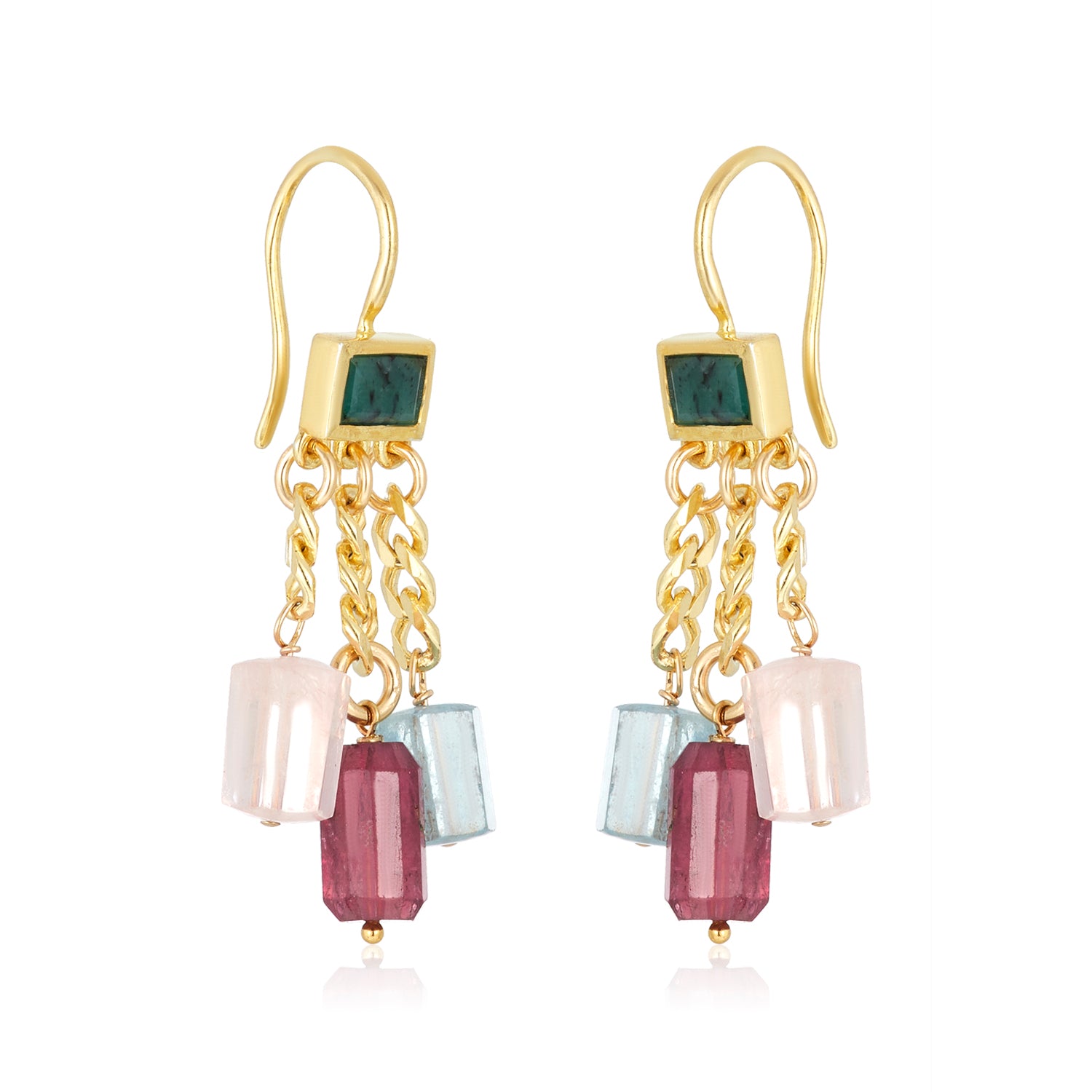 Emma Trio Rainbow Aquamarine Earrings