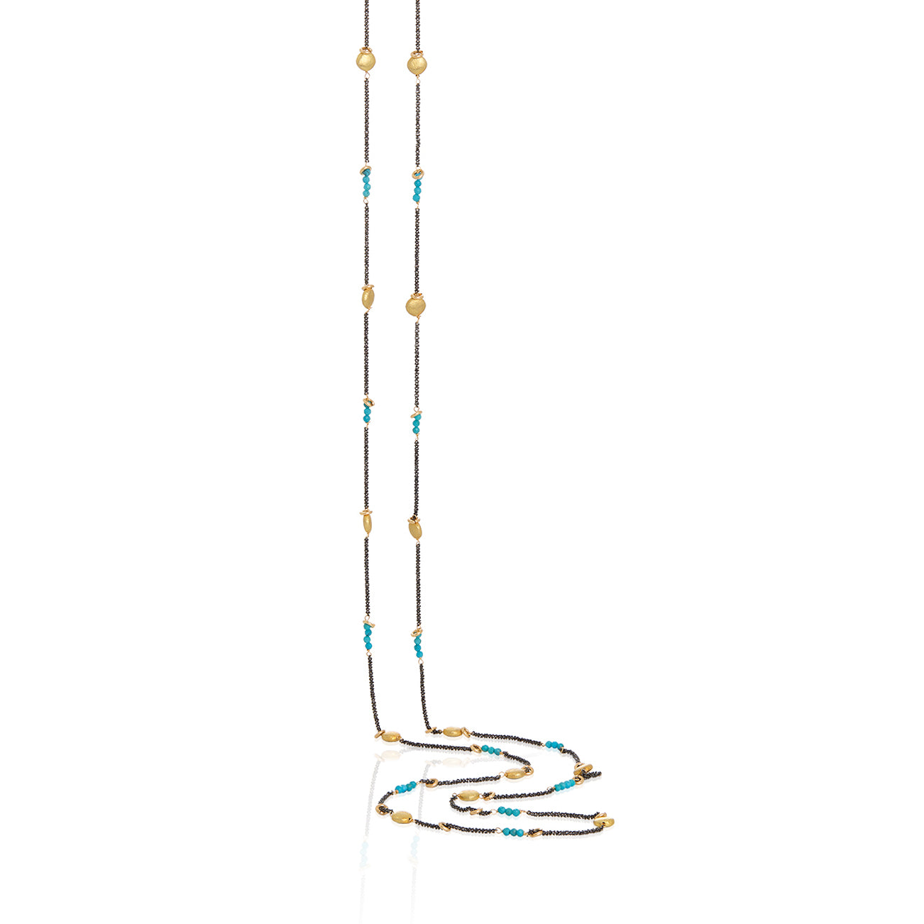 Half Moon Eclipse Necklace (Turquoise or Pyrite) - Long