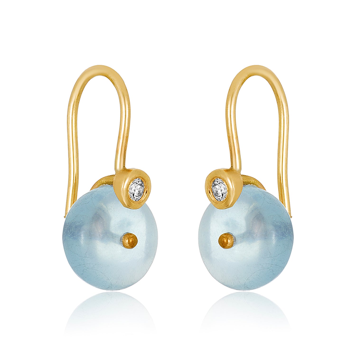 Aqua Donut Diamond Earrings in 14k
