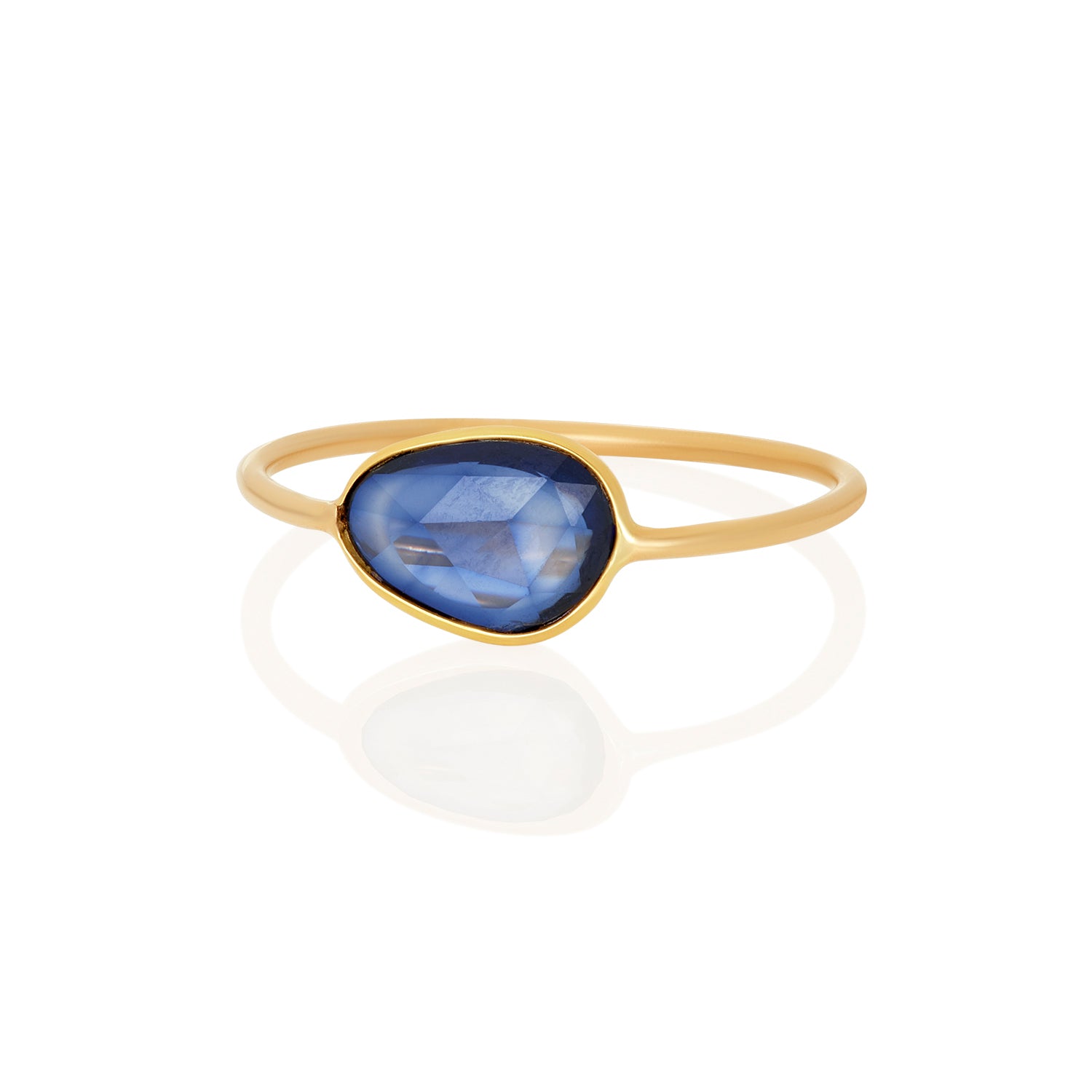 Oval Bezel Pink or blue Sapphire Ring In 14K