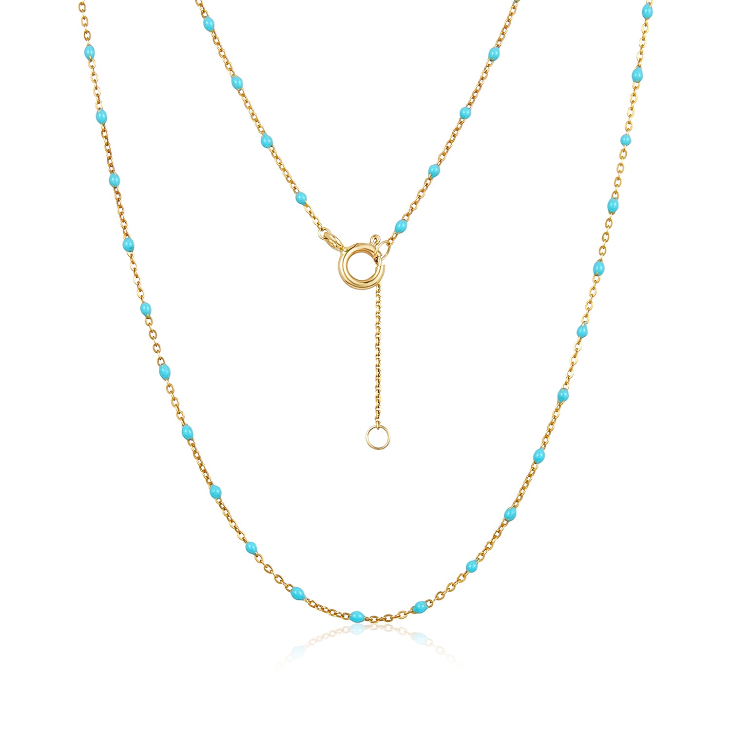 Enamel Turquoise Necklace in 14k