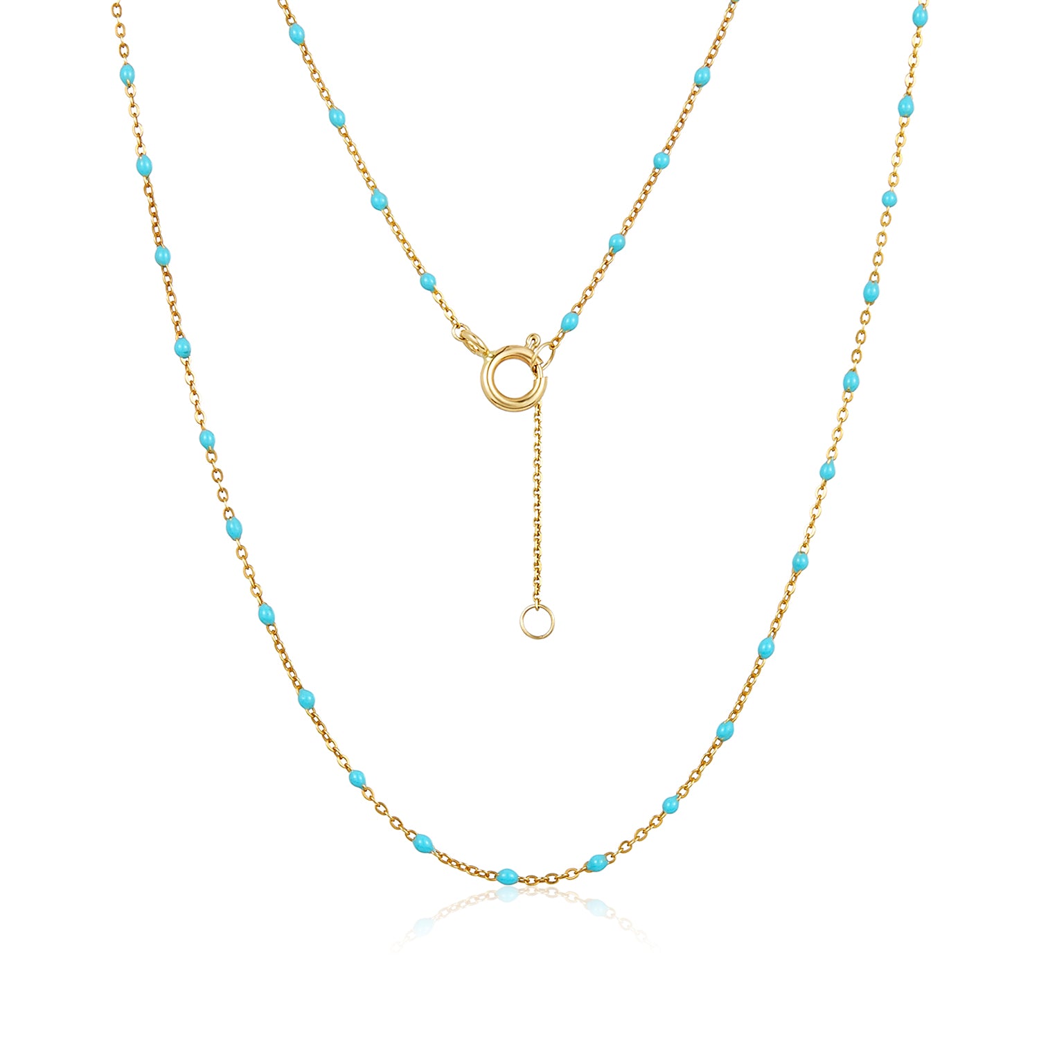 Enamel Turquoise Necklace in 14k